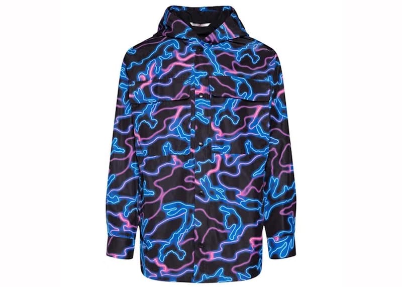 Valentino Printed Hooded Jacket Black