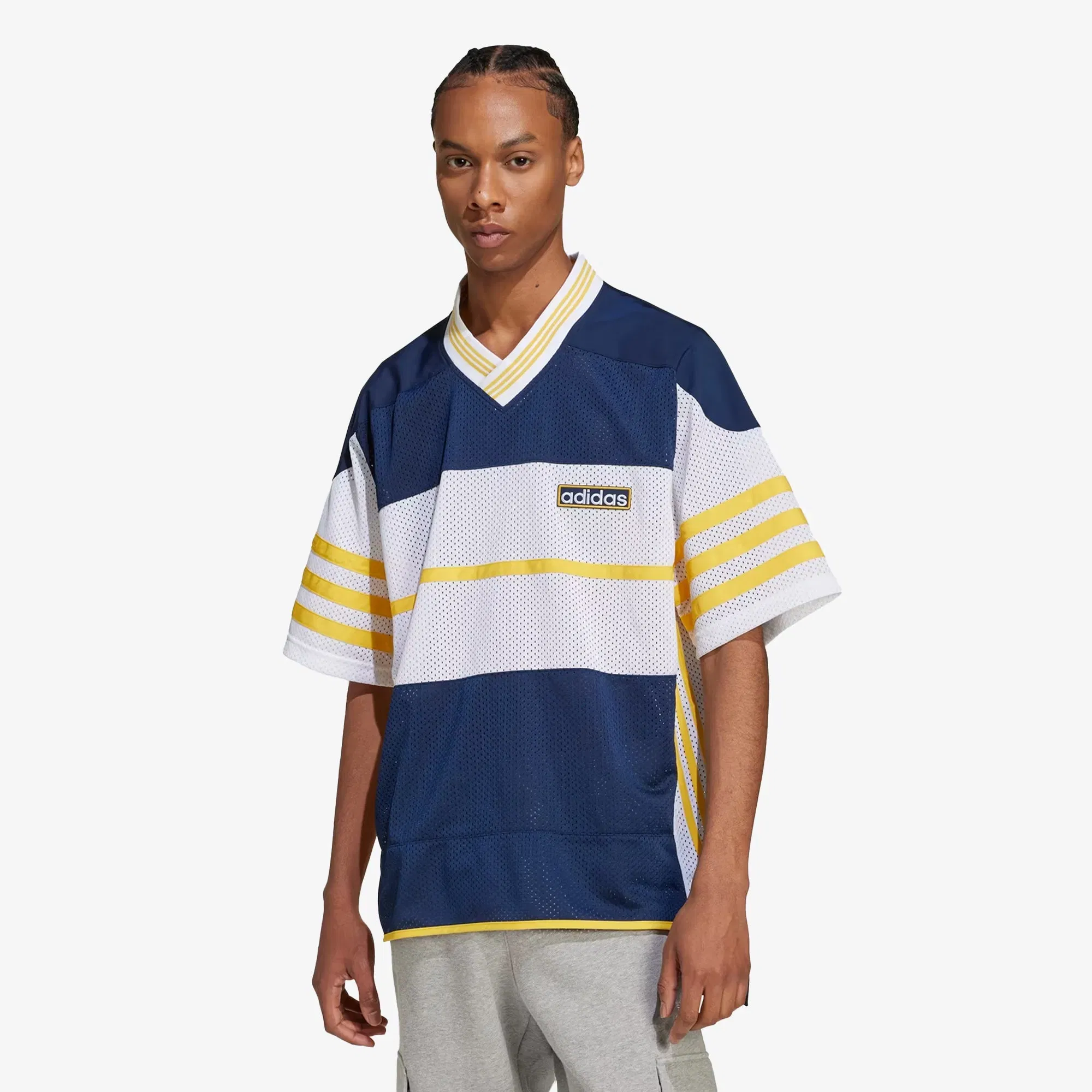 Adidas Originals ADICOLOR ADIBREAK MESH JERSEY { NIGHT INDIGO/WHITE/BOLD GOLD