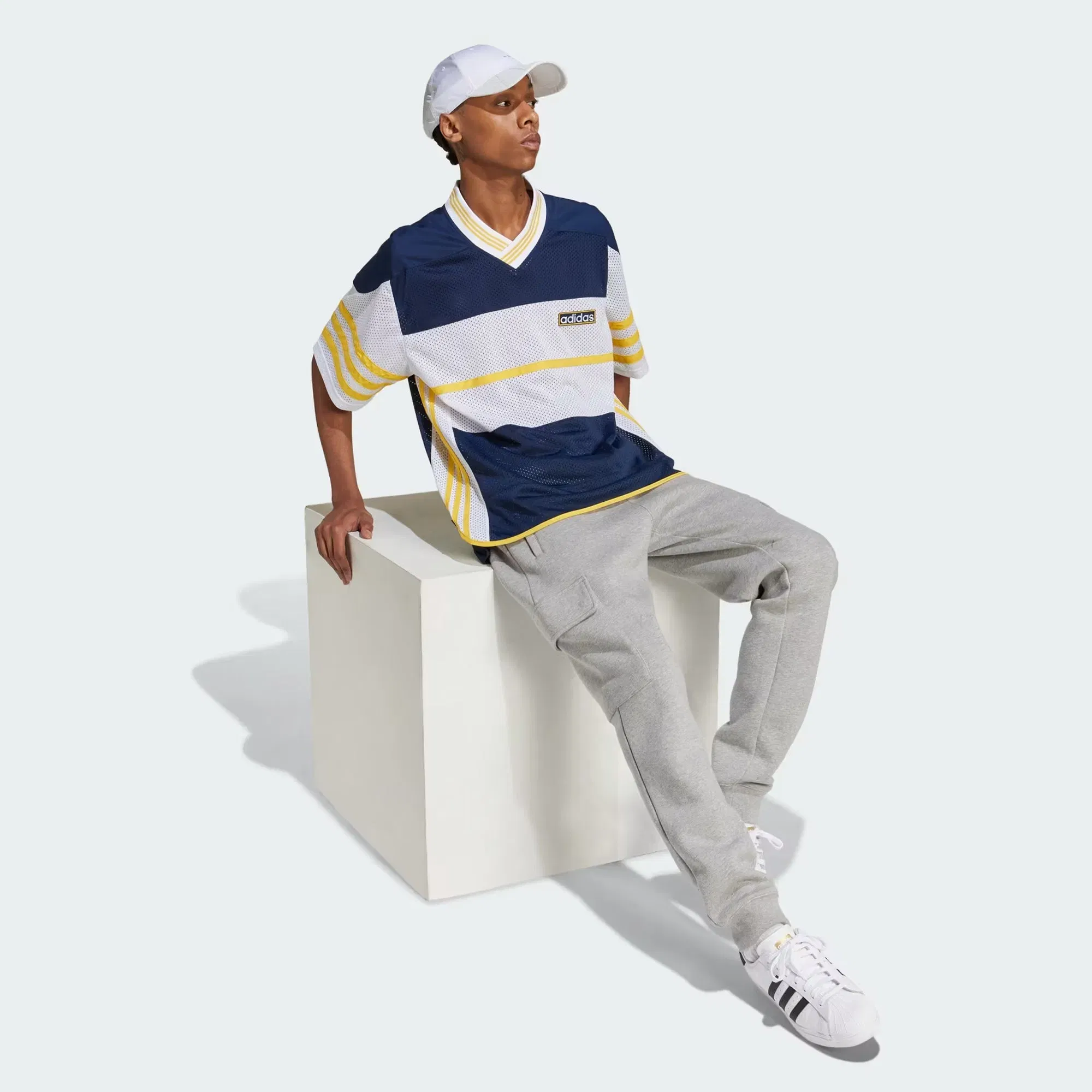 Adidas Originals ADICOLOR ADIBREAK MESH JERSEY { NIGHT INDIGO/WHITE/BOLD GOLD