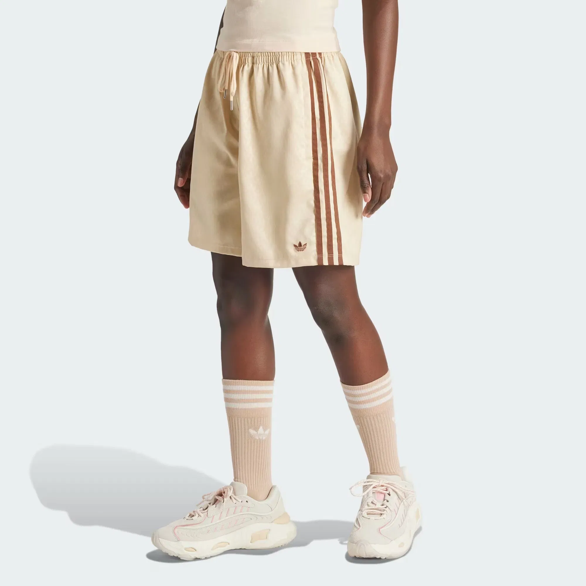 Adidas Originals FASHION MONOGRAM SATIN SHORTS { CRYSTAL SAND