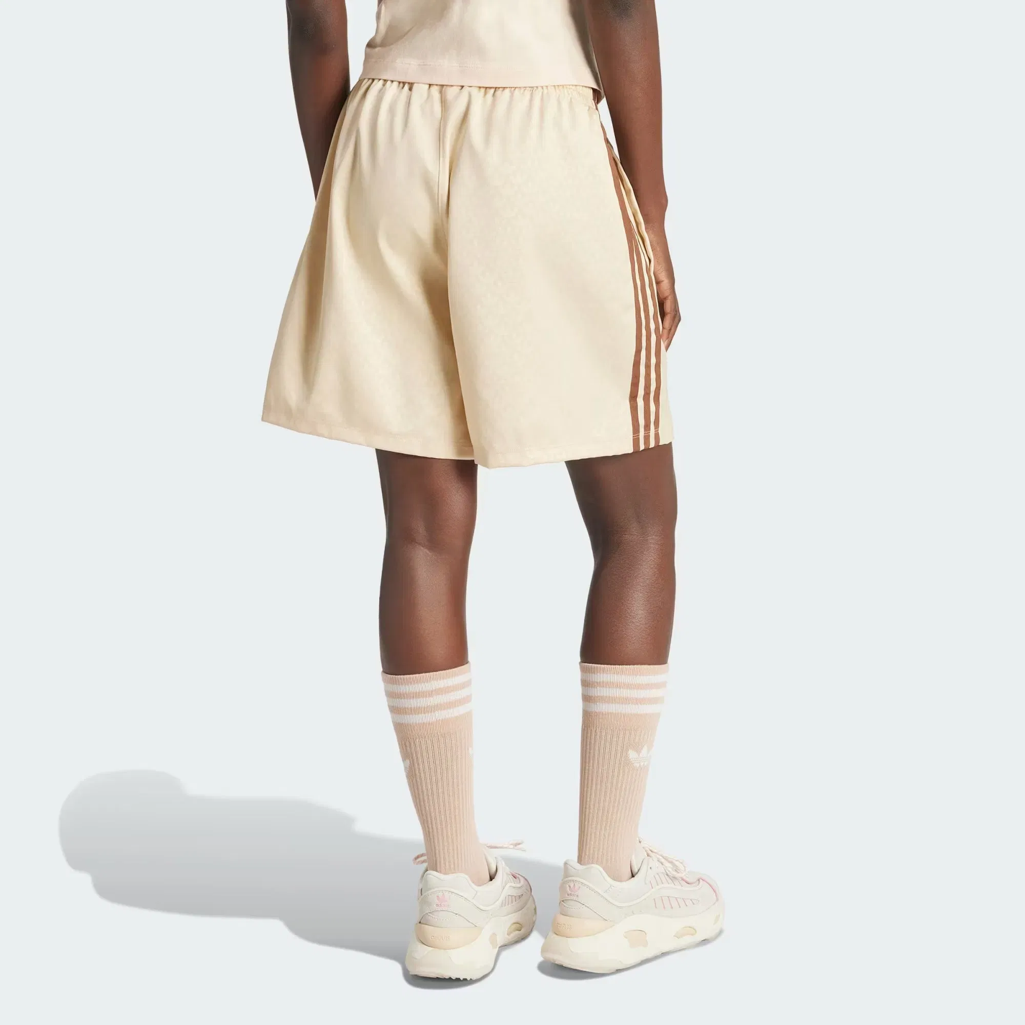 Adidas Originals FASHION MONOGRAM SATIN SHORTS { CRYSTAL SAND