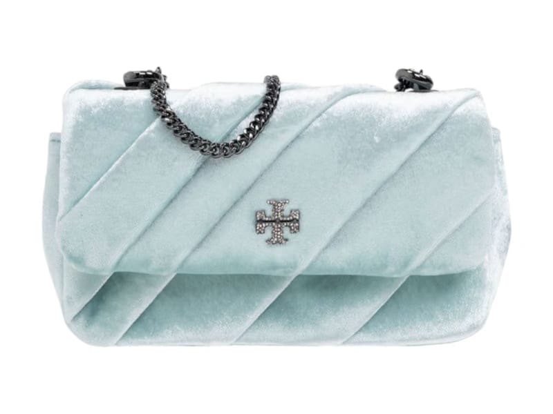 Tory Burch Kira Draped Velvet Mini Flap Bag Mist