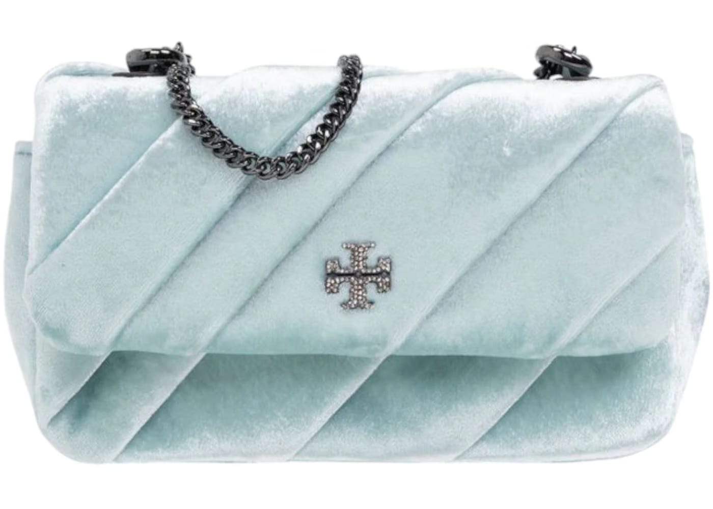 Tory Burch Kira Draped Velvet Mini Flap Bag Mist
