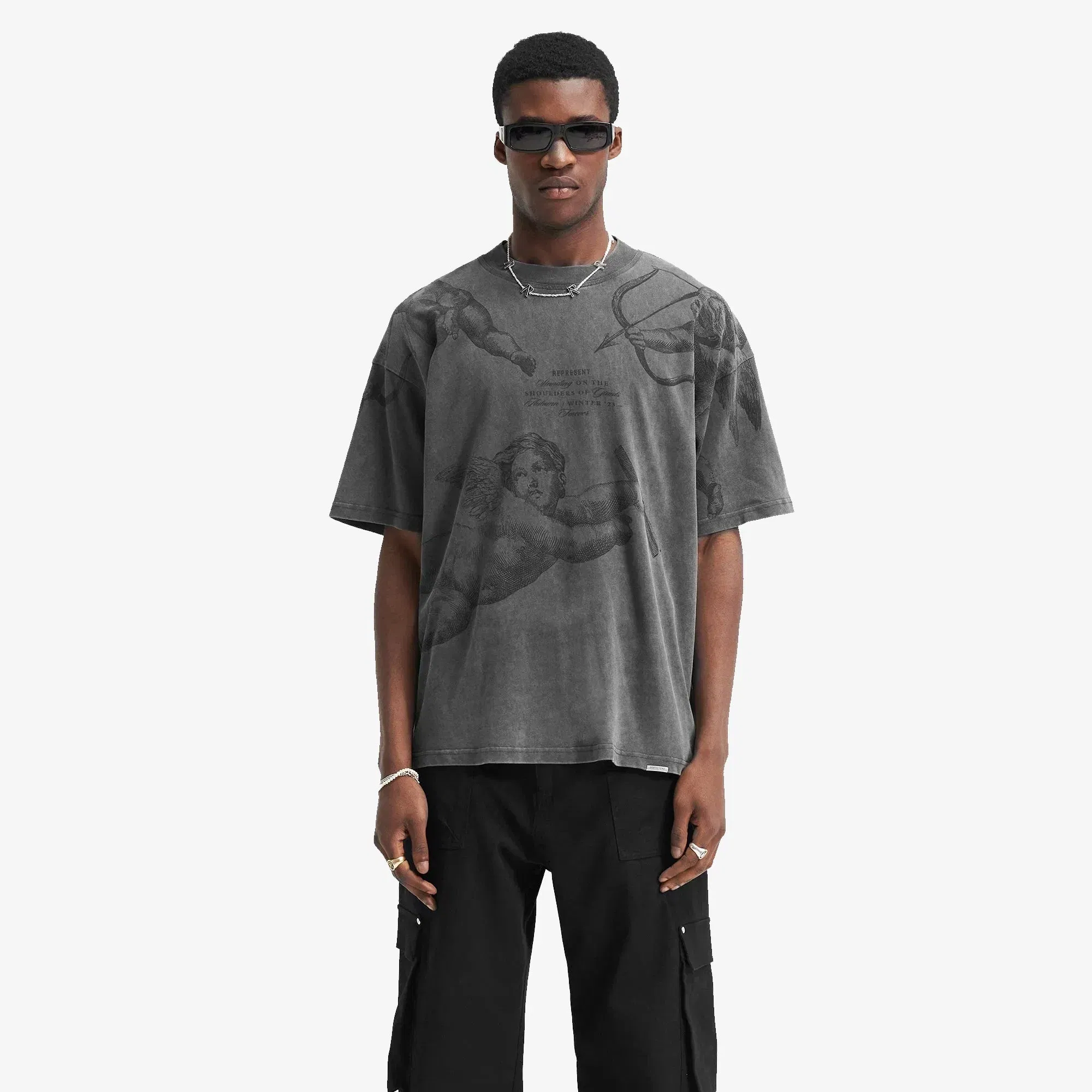 Represent CHERUB ALL OVER T-SHIRT { VINTAGE GREY