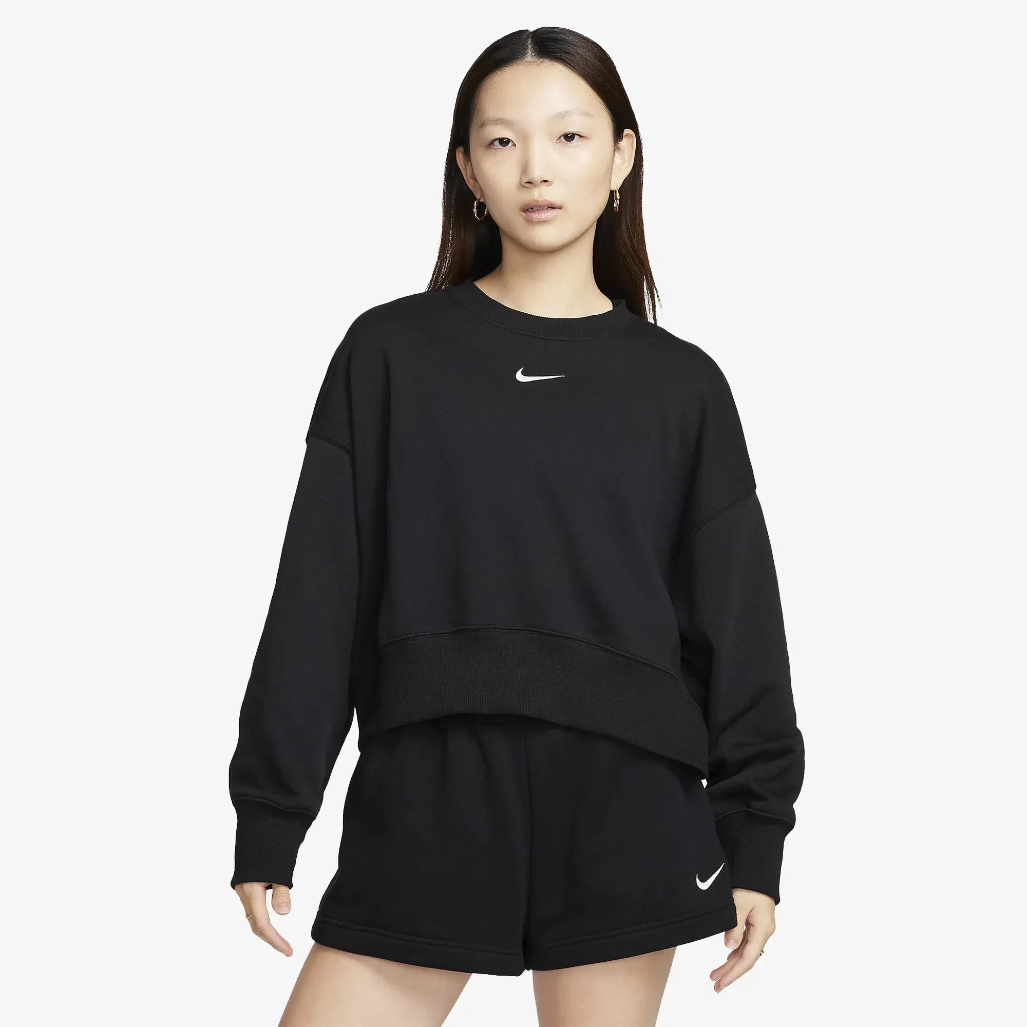 Nike SPORTSWEAR PHOENIX FLEECE CREW-NECK TERRY { BLACK/SAIL