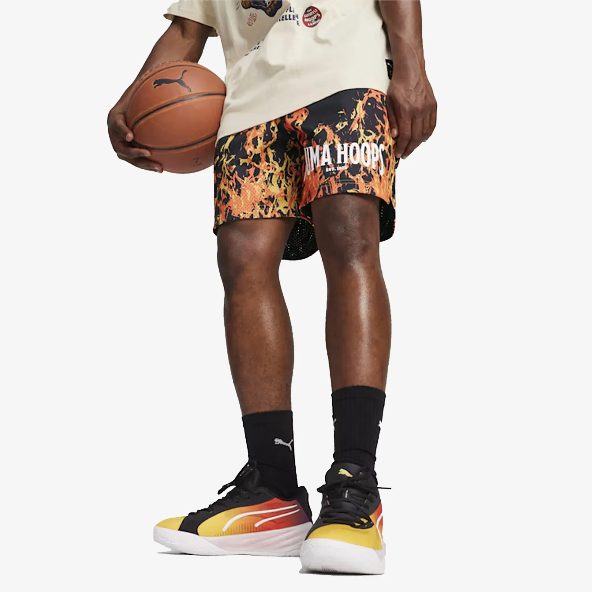 Puma STRAIGHT FLAMES BASKETBALL SHORTS { BLACK