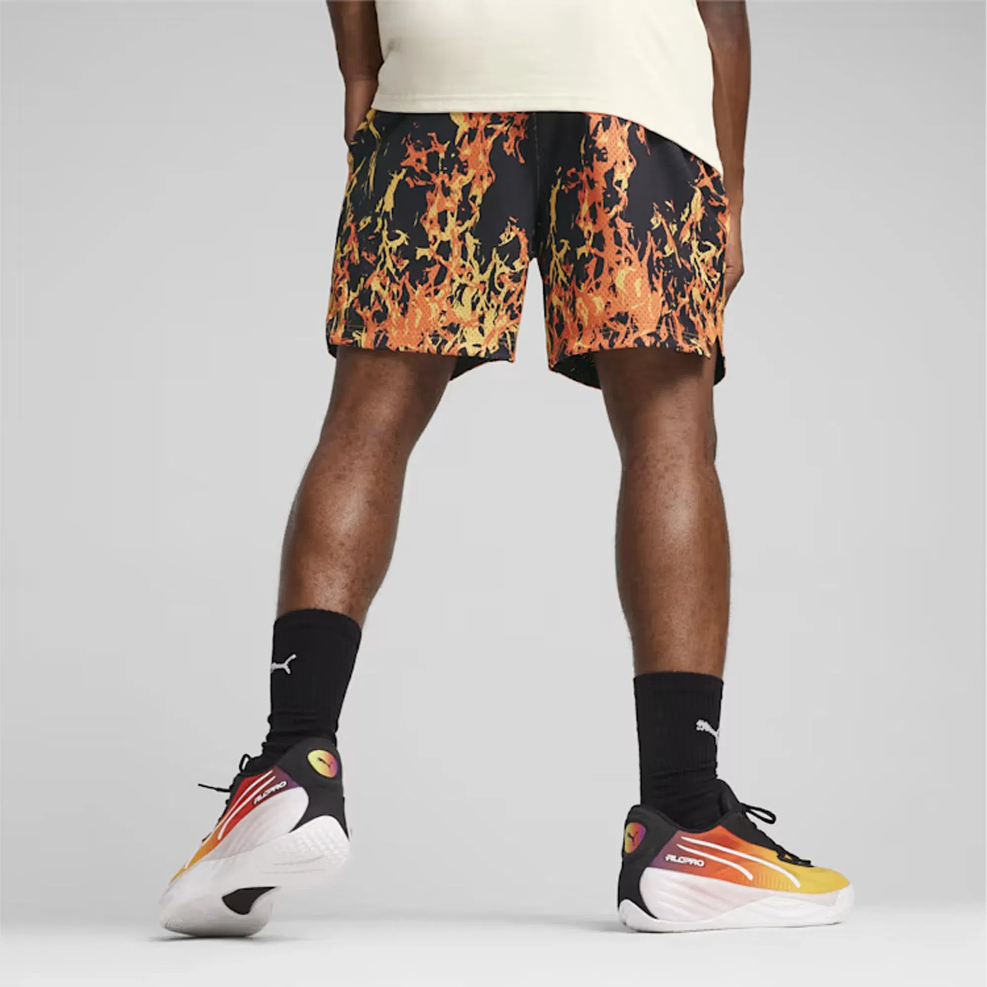 Puma STRAIGHT FLAMES BASKETBALL SHORTS { BLACK