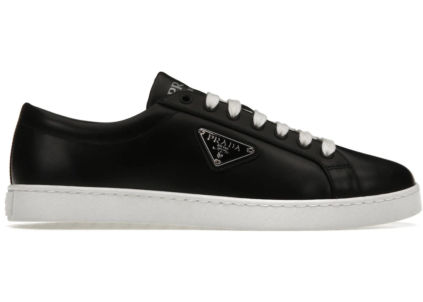 Prada Brushed Sneakers Leather Black Black White