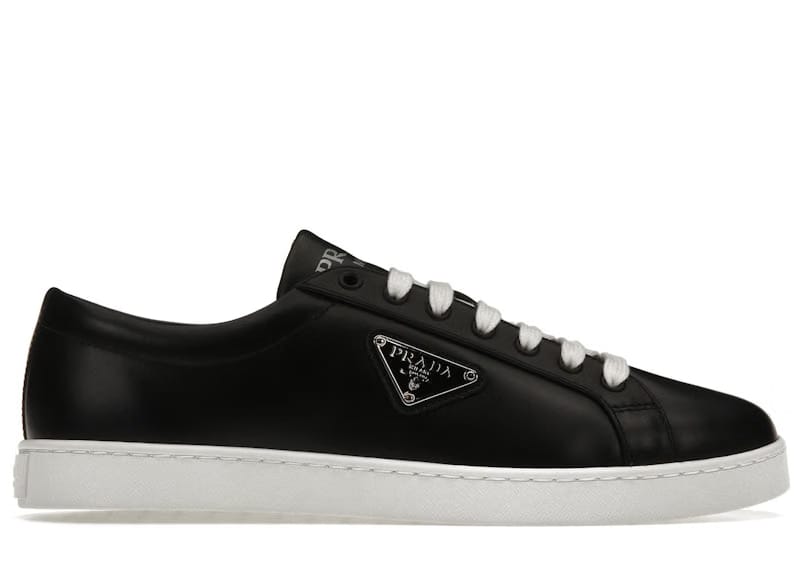 Prada Brushed Sneakers Leather Black Black White