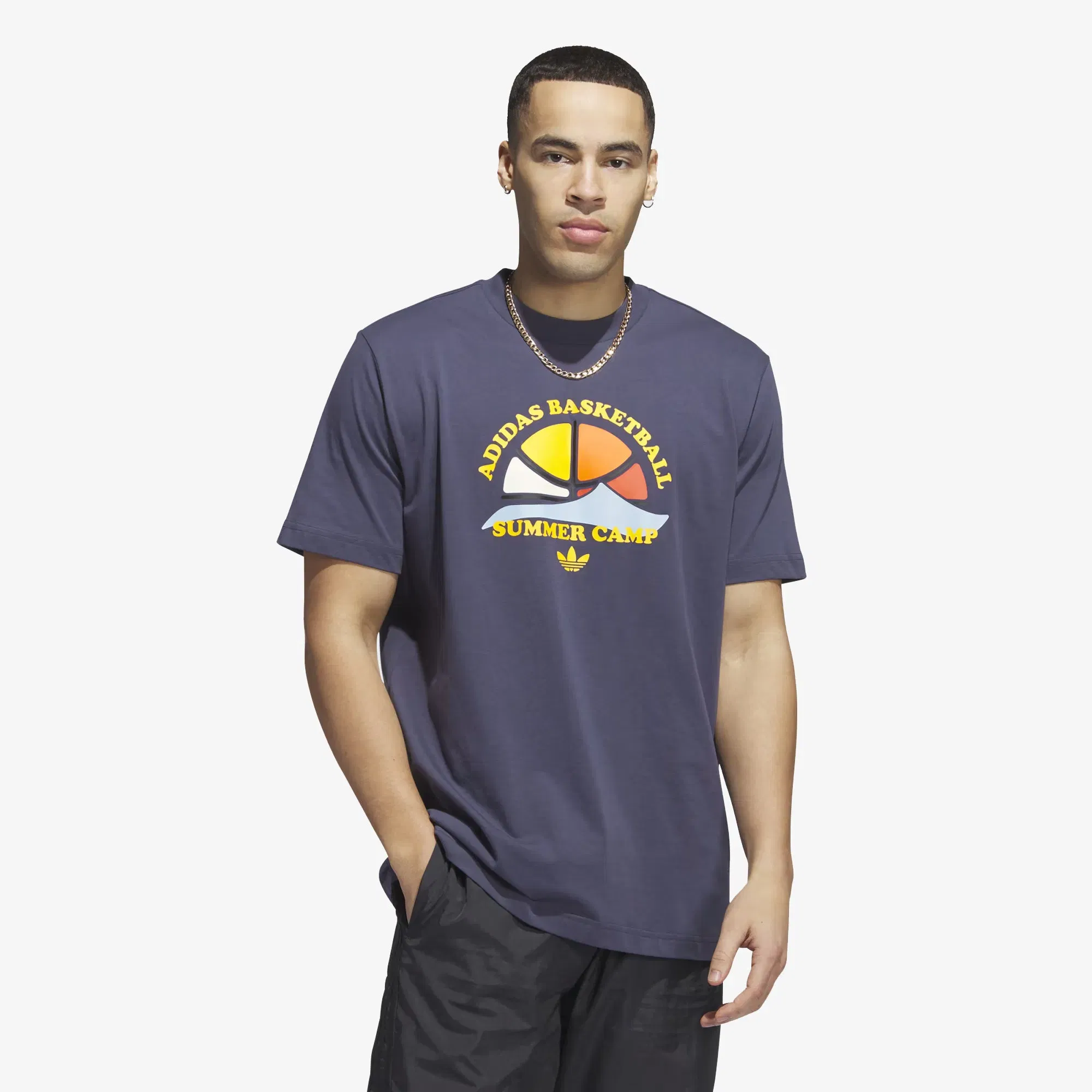 Adidas Originals BASKETBALL SHORT SLEEVE T-Shirt { SHADOW NAVY
