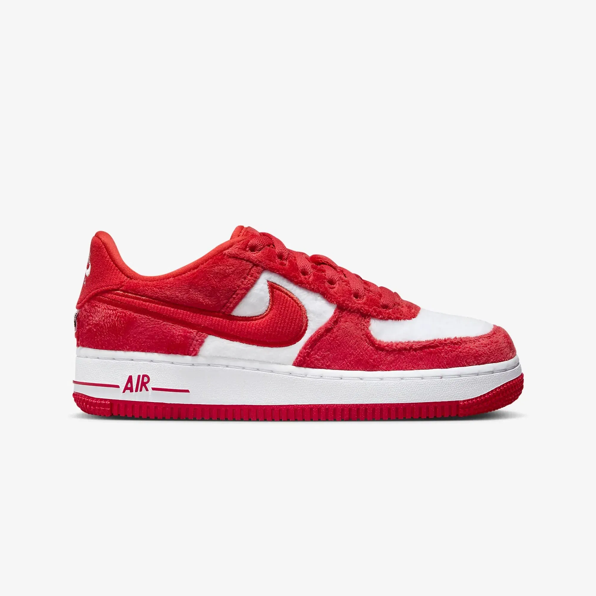 Nike AIR FORCE 1 (GS) { FIRE RED/LT CRIMSON-WHITE-PINK FOAM
