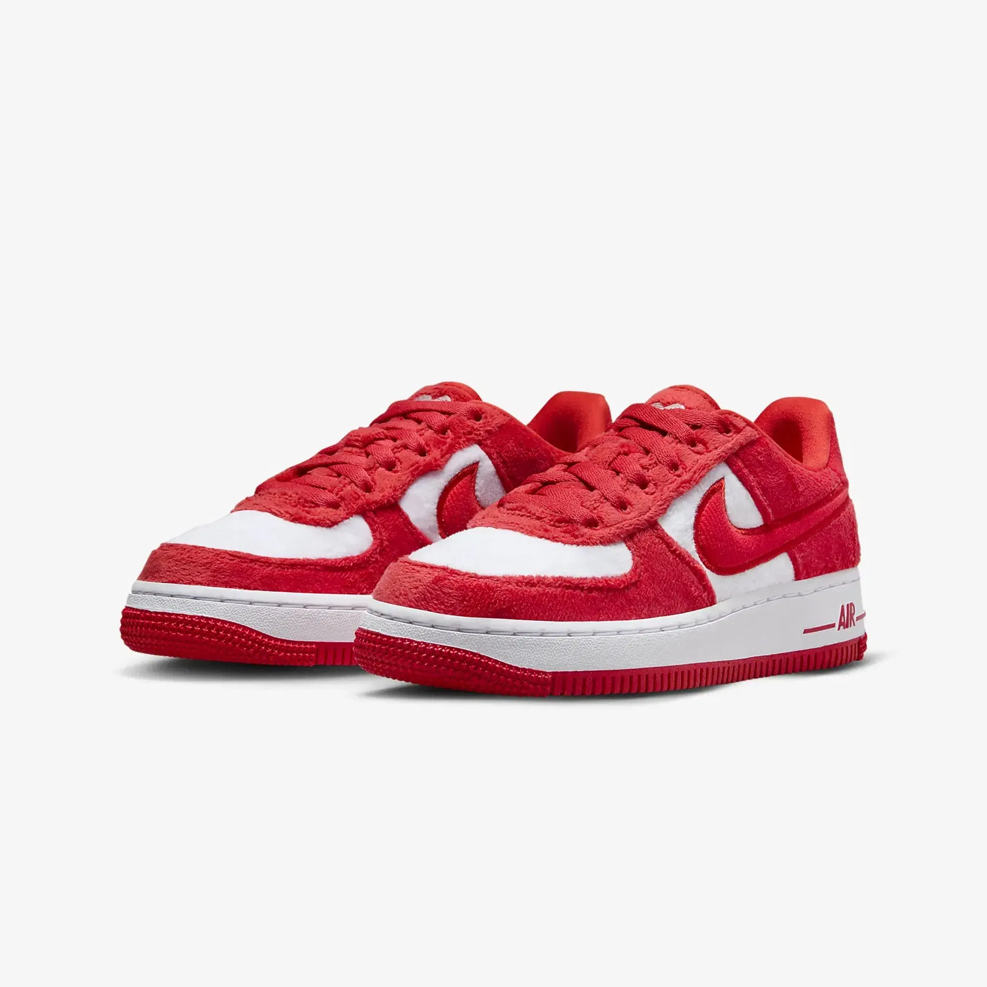 Nike AIR FORCE 1 (GS) { FIRE RED/LT CRIMSON-WHITE-PINK FOAM