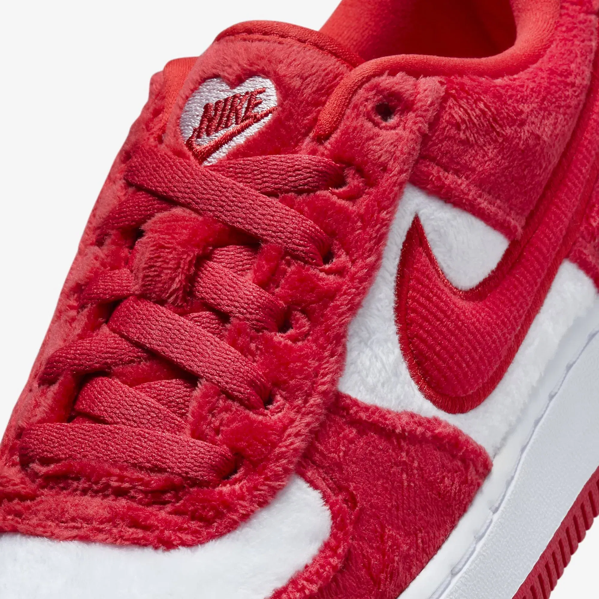 Nike AIR FORCE 1 (GS) { FIRE RED/LT CRIMSON-WHITE-PINK FOAM