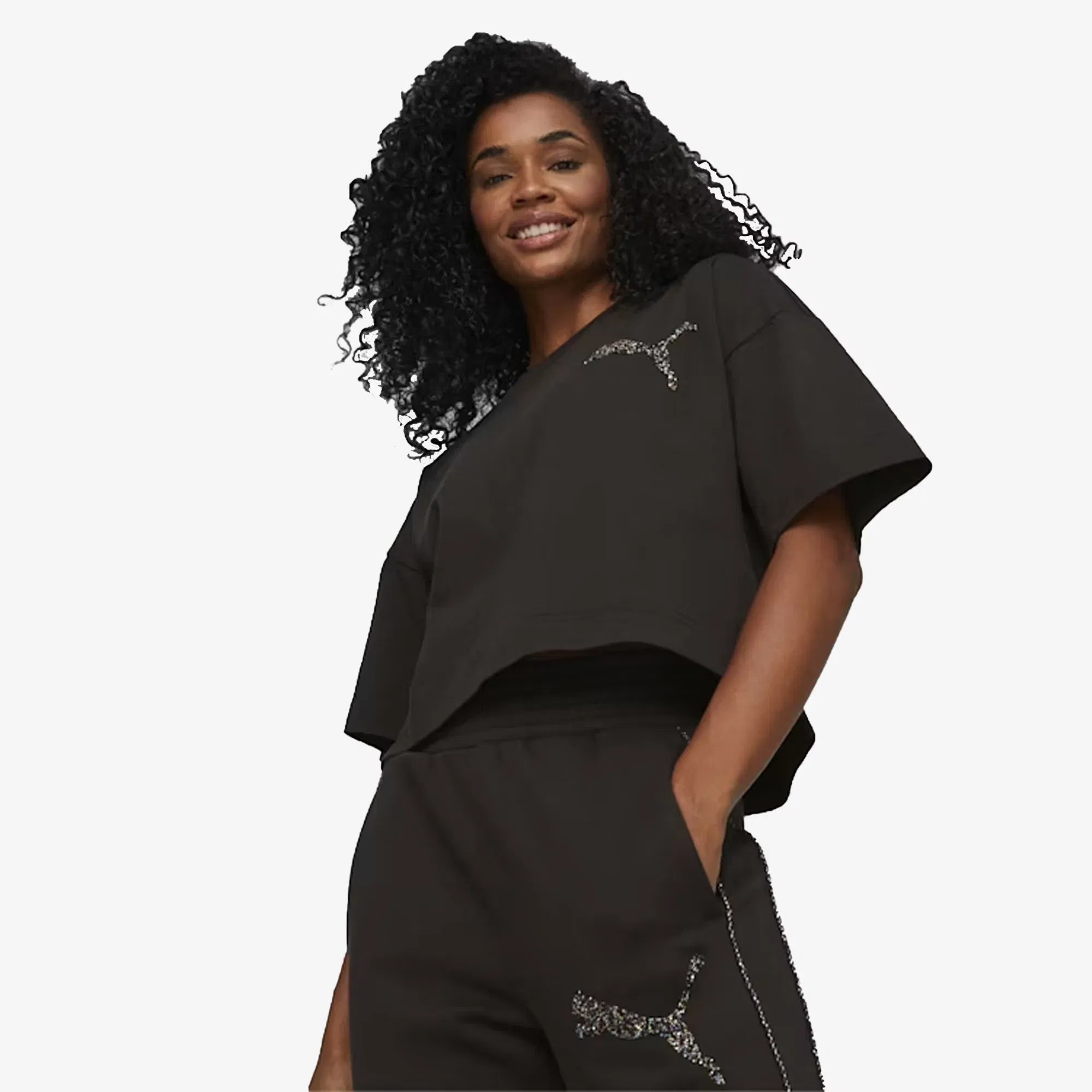 Puma SWAROVSKI CRYSTALS T-Shirt { BLACK