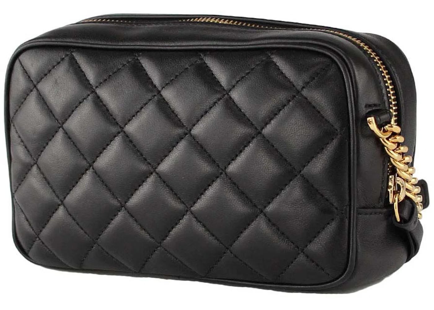 Versace Quilted Leather Small Camera Bag Black