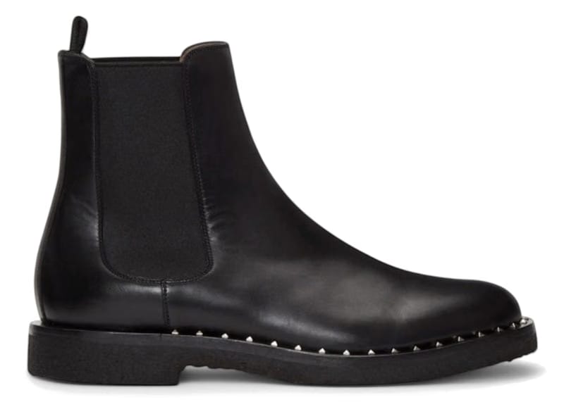 Valentino Garavani Leather Soul Rockstud Chelsea Boots Black
