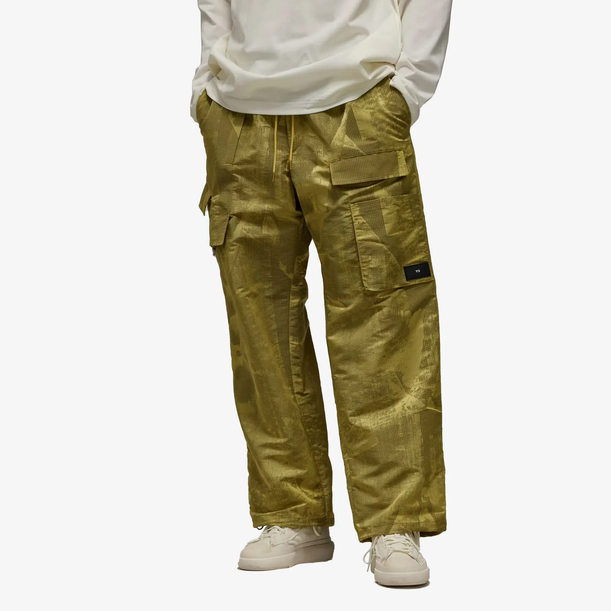 Y-3 LINED JACQUARD RIPSTOP PANTS { YELLOW/BLACK