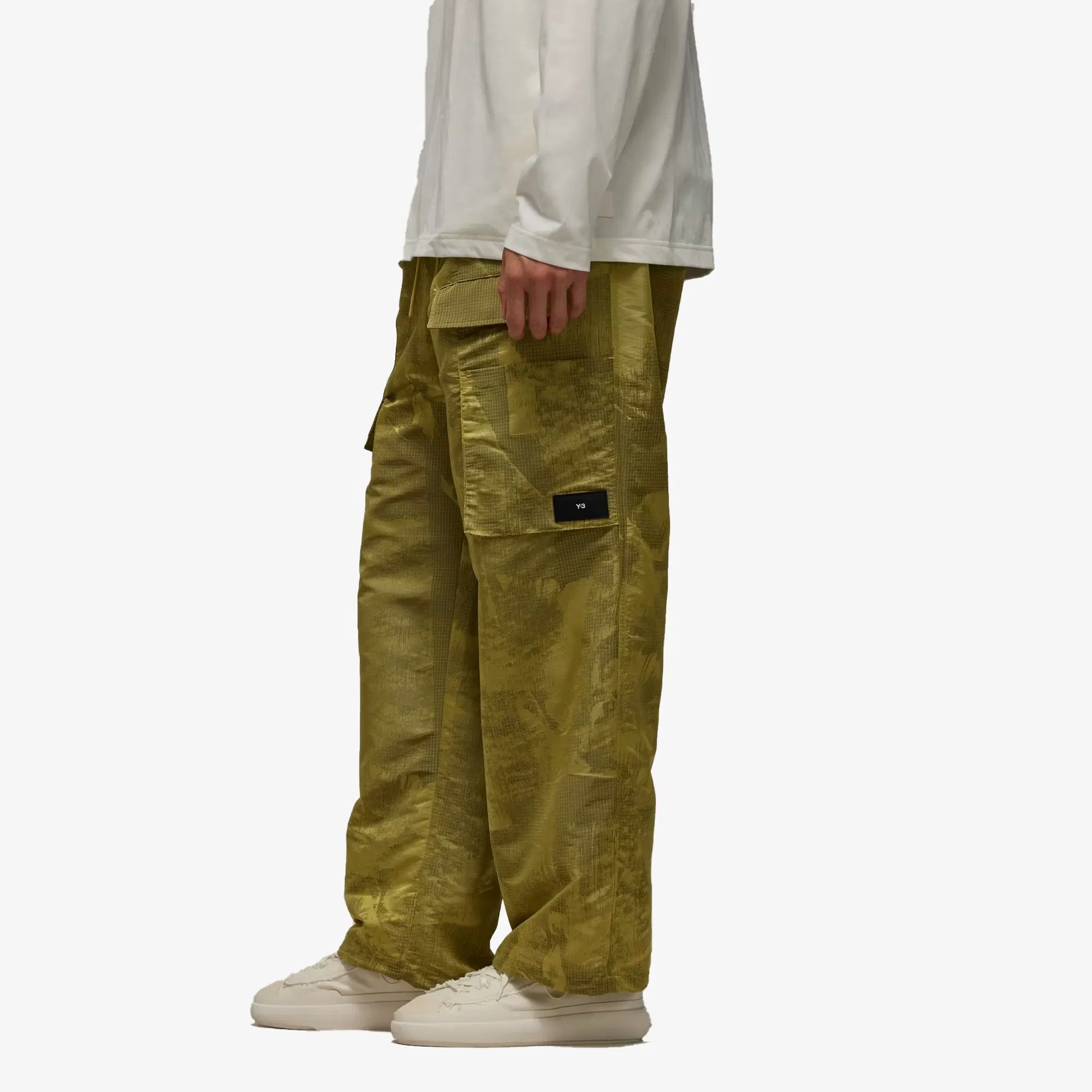 Y-3 LINED JACQUARD RIPSTOP PANTS { YELLOW/BLACK