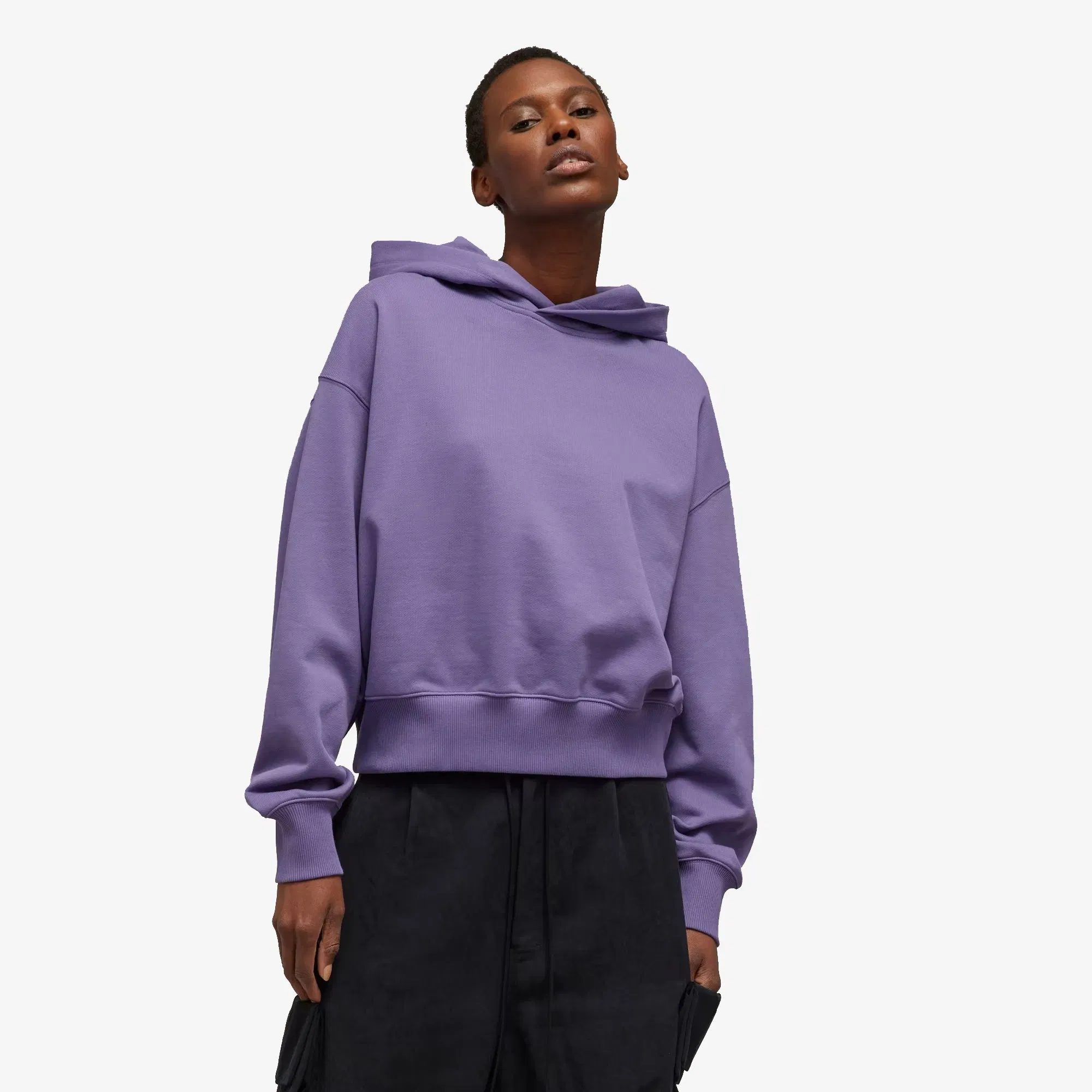 Y-3 ORGANIC COTTON TERRY BOXY HOODIE { TECH PURPLE