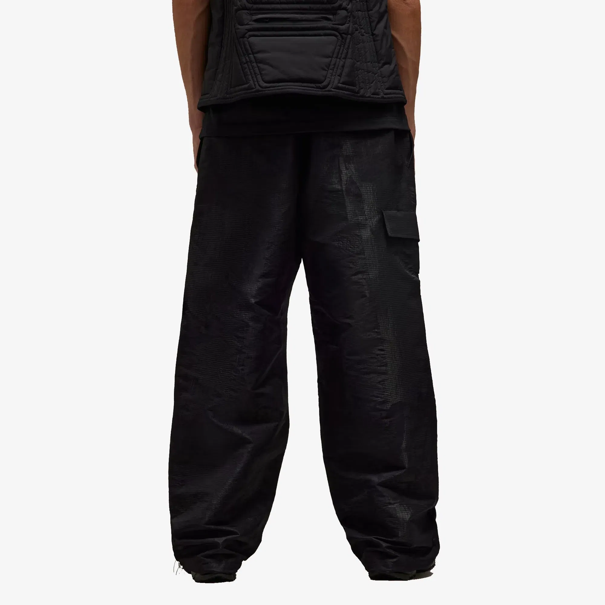 Y-3 LINED JACQUARD RIPSTOP PANTS { BLACK
