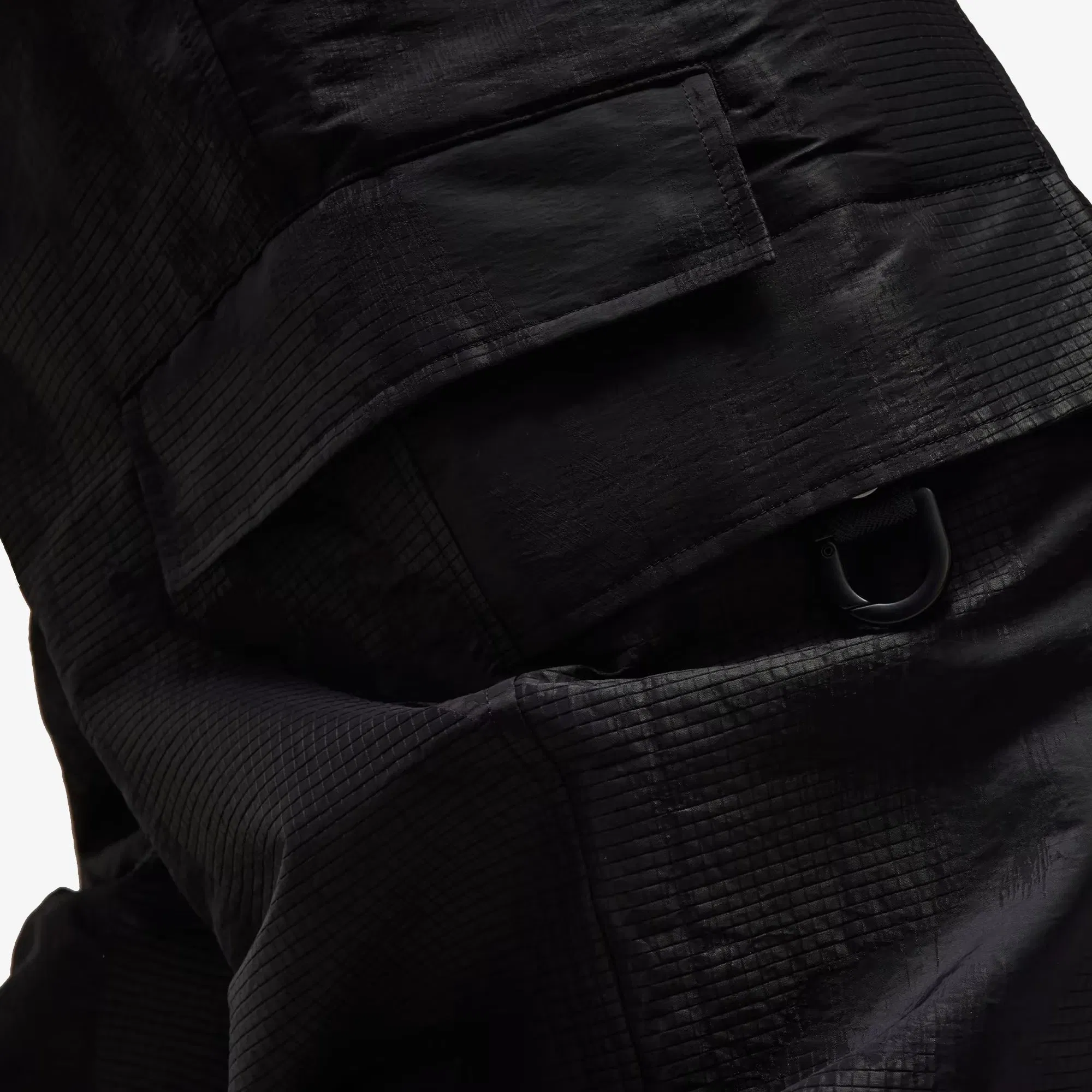 Y-3 LINED JACQUARD RIPSTOP PANTS { BLACK