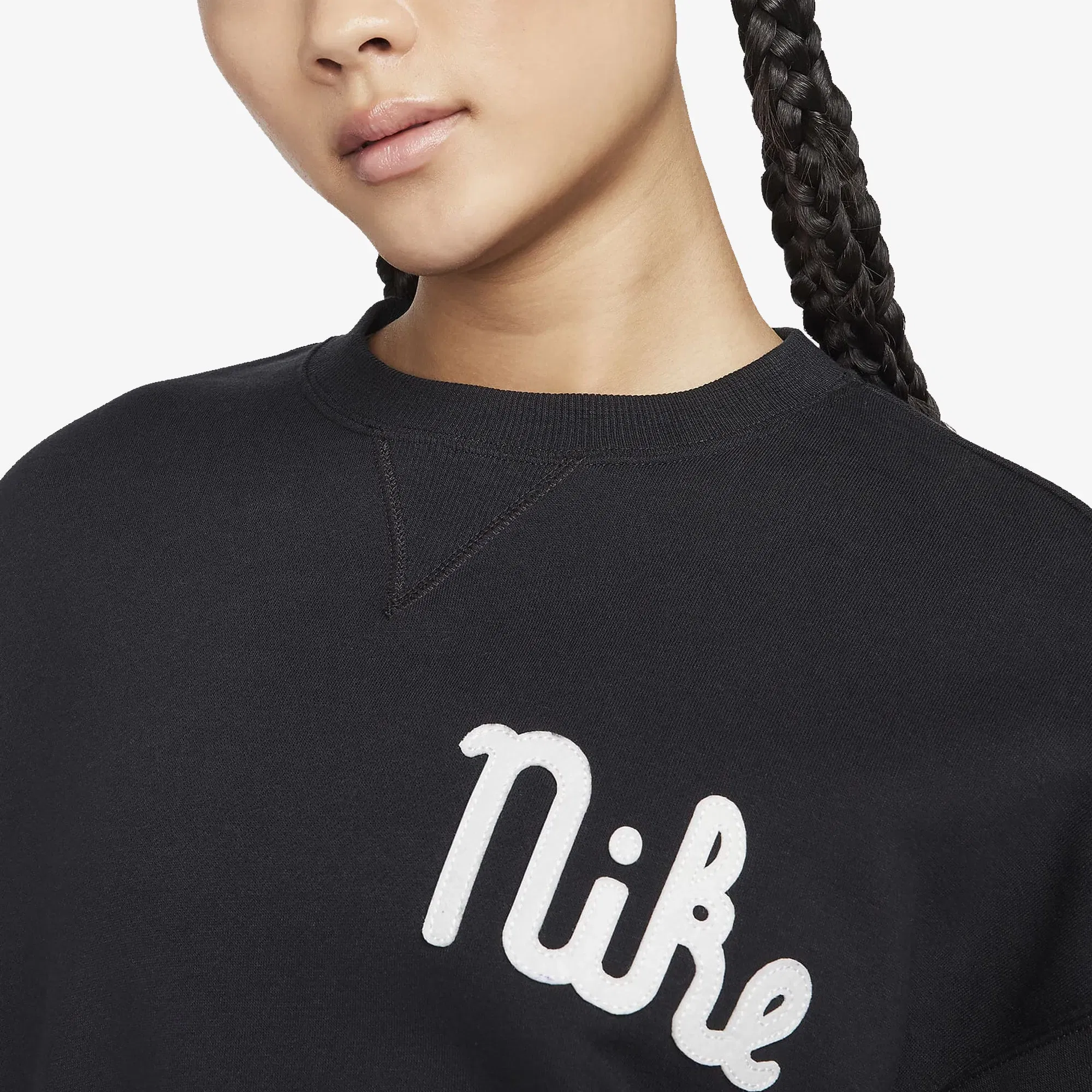 Nike CREW-NECK FLEECE SWEATSHIRT { BLACK/SAIL/FIELD PURPLE