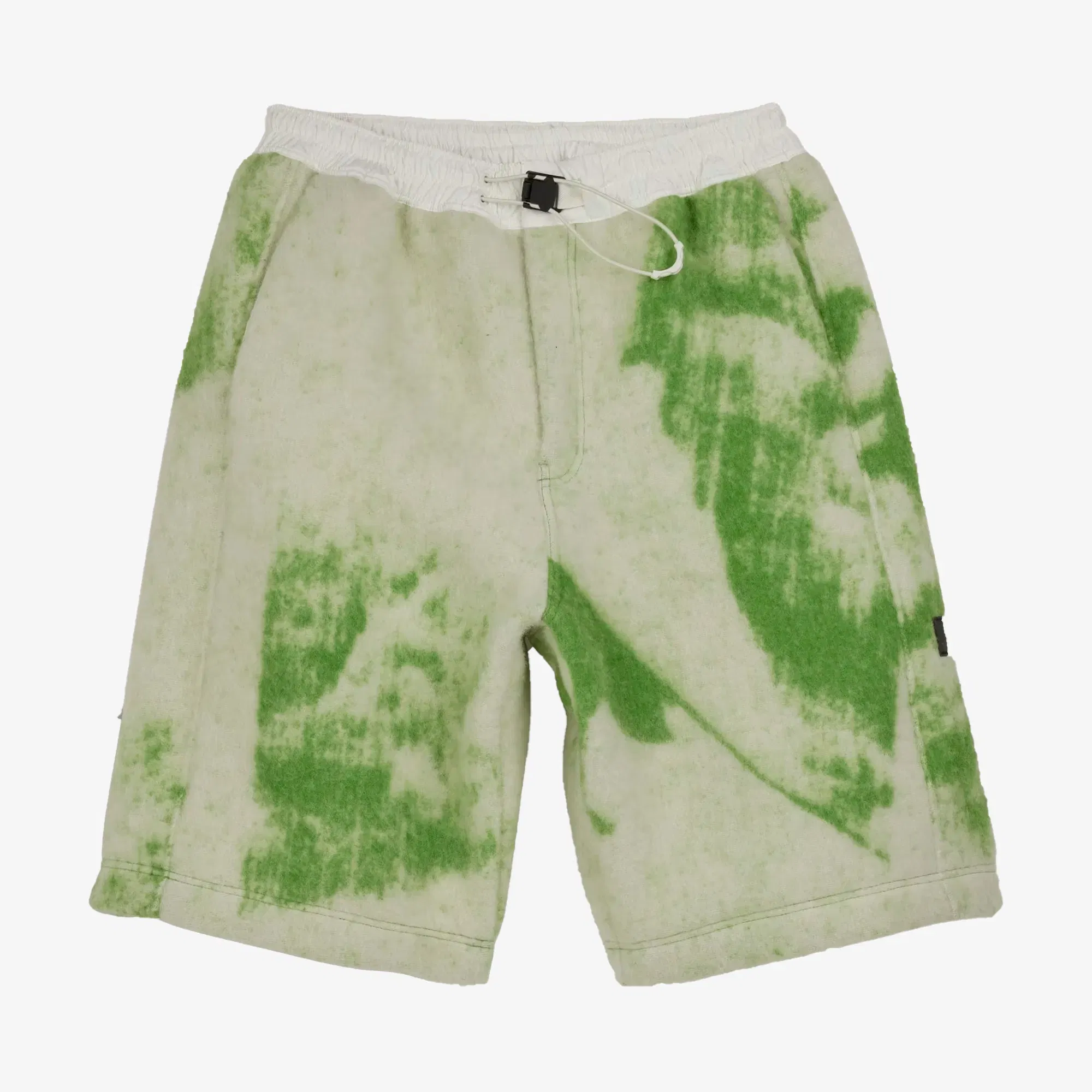 Y-3 FUZZY FLEECE SHORTS { OFF WHITE/TEAM RAVE GREEN
