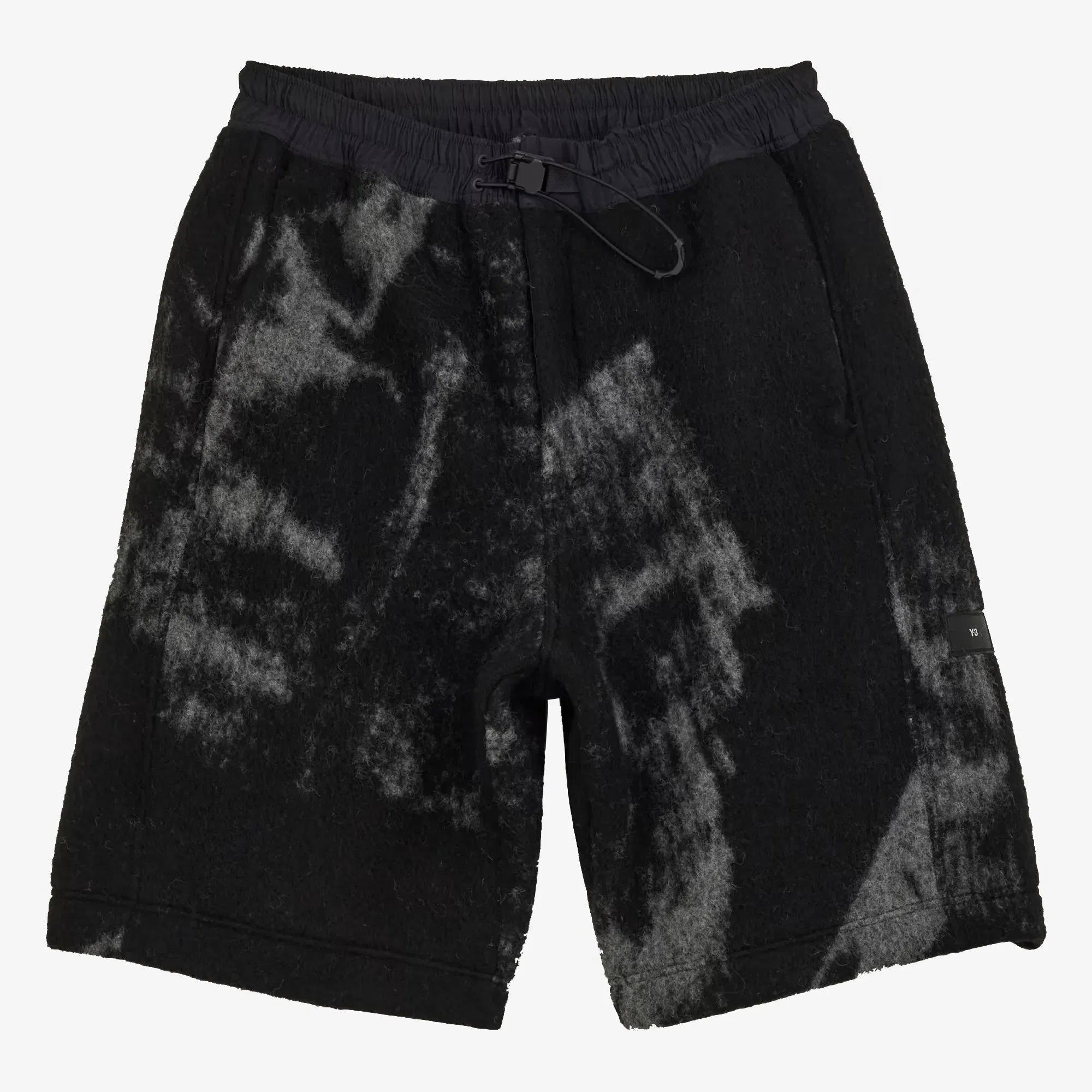 Y-3 FUZZY FLEECE SHORTS { BLACK
