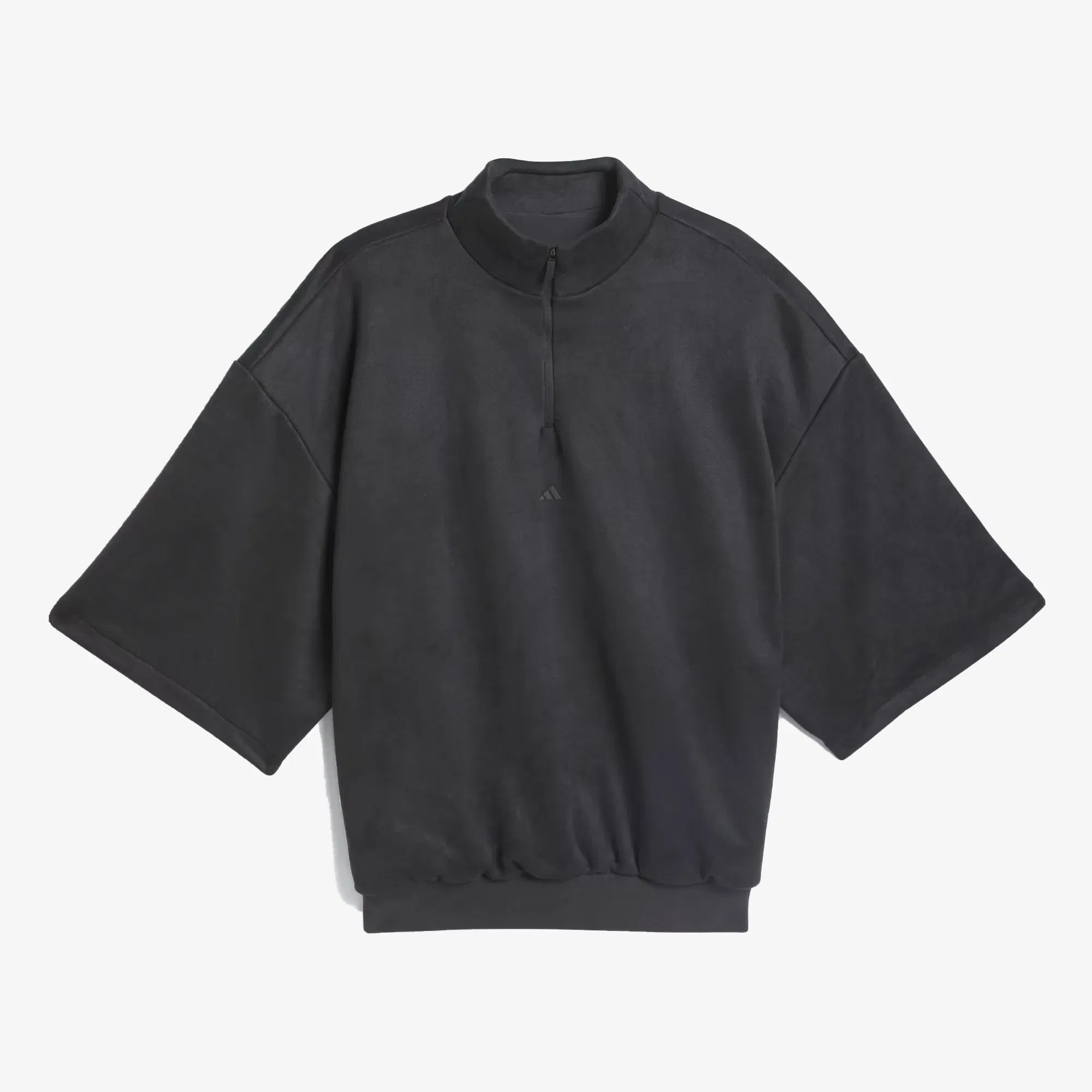 Adidas Originals BASKETBALL SUEDED 3/4 HALF-ZIP SWEATSHIRT { CARBON