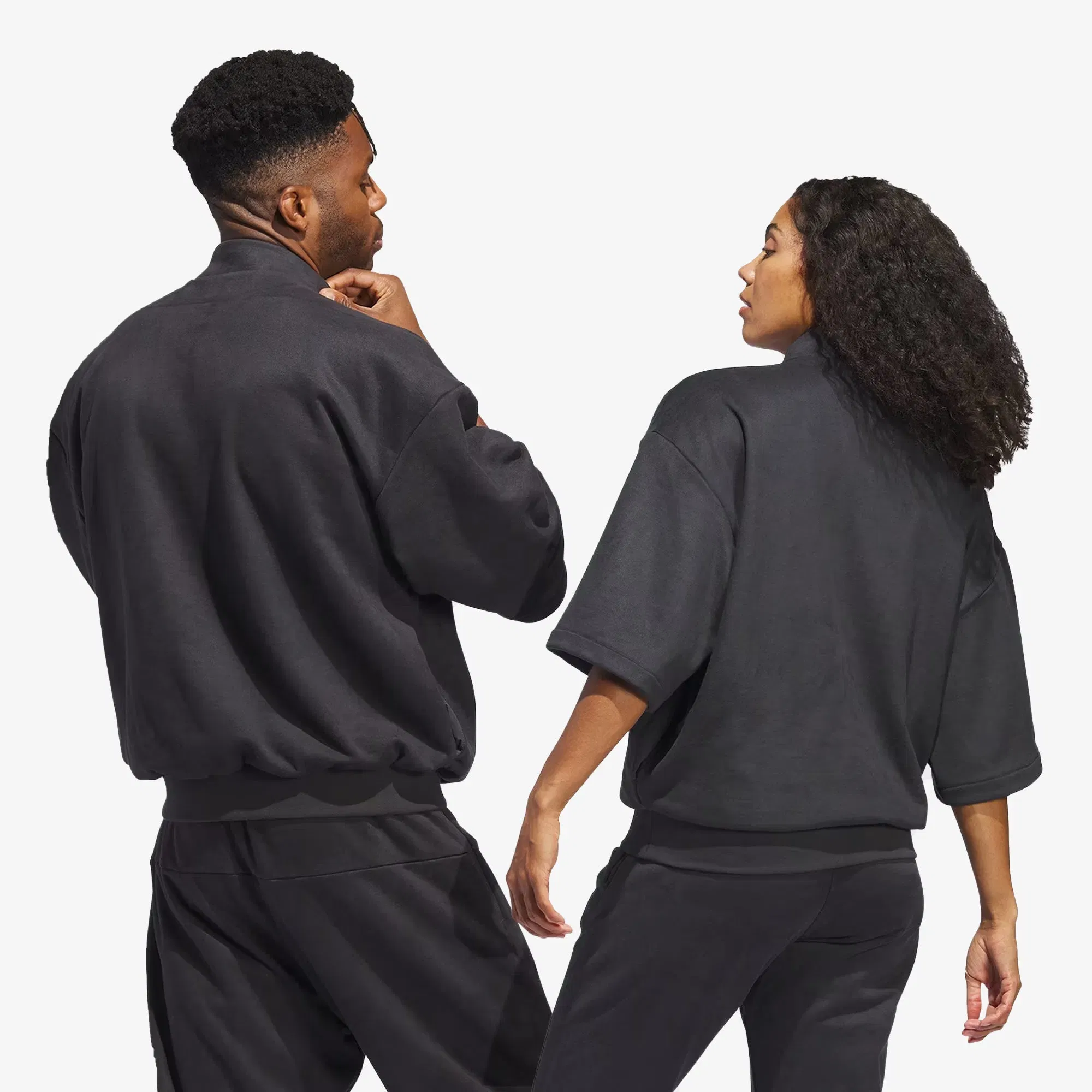 Adidas Originals BASKETBALL SUEDED 3/4 HALF-ZIP SWEATSHIRT { CARBON