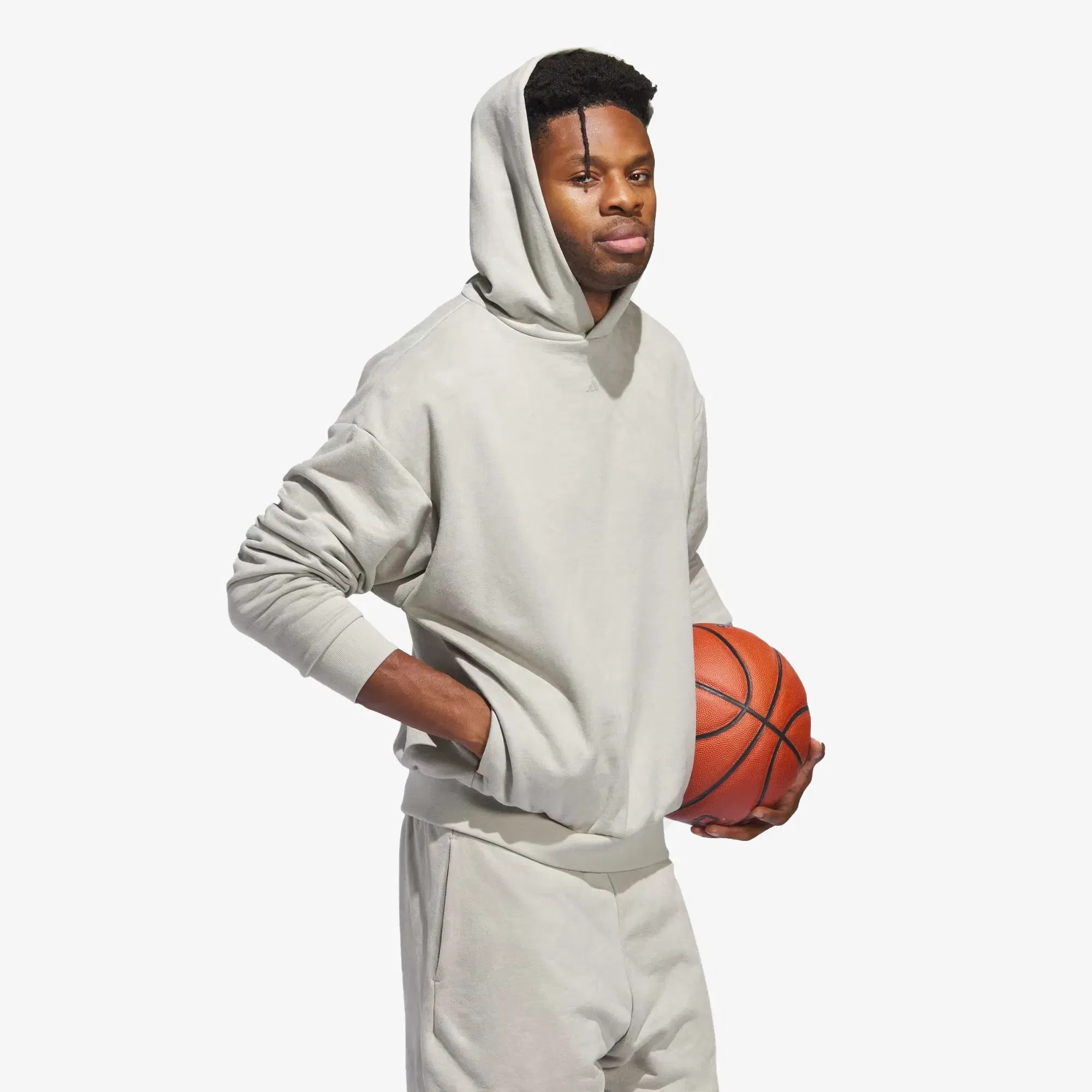 Adidas Originals BASKETBALL SUEDED HOODIE { SESAME