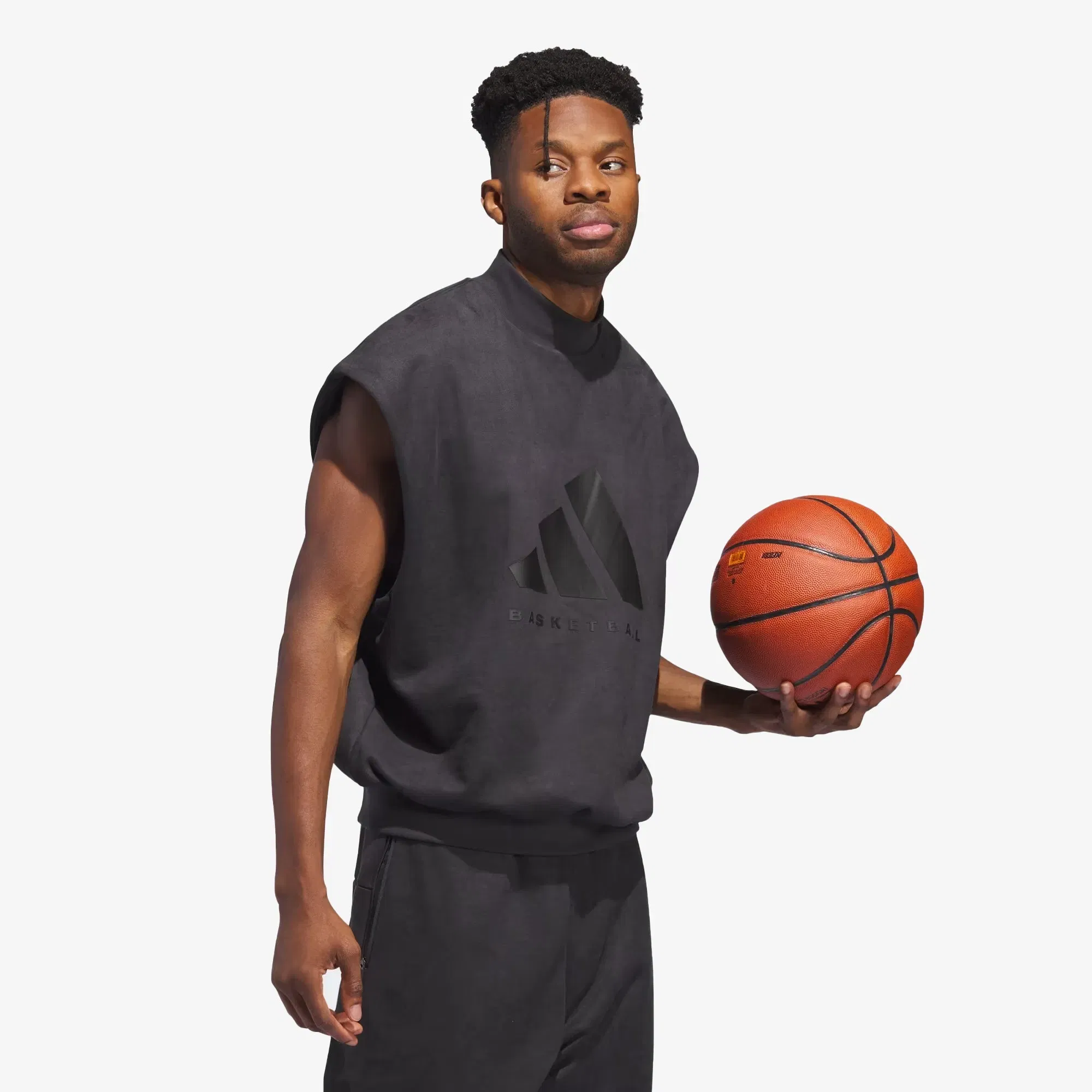 Adidas Originals BASKETBALL SUEDED SLEEVELESS SWEATSHIRT { CARBON