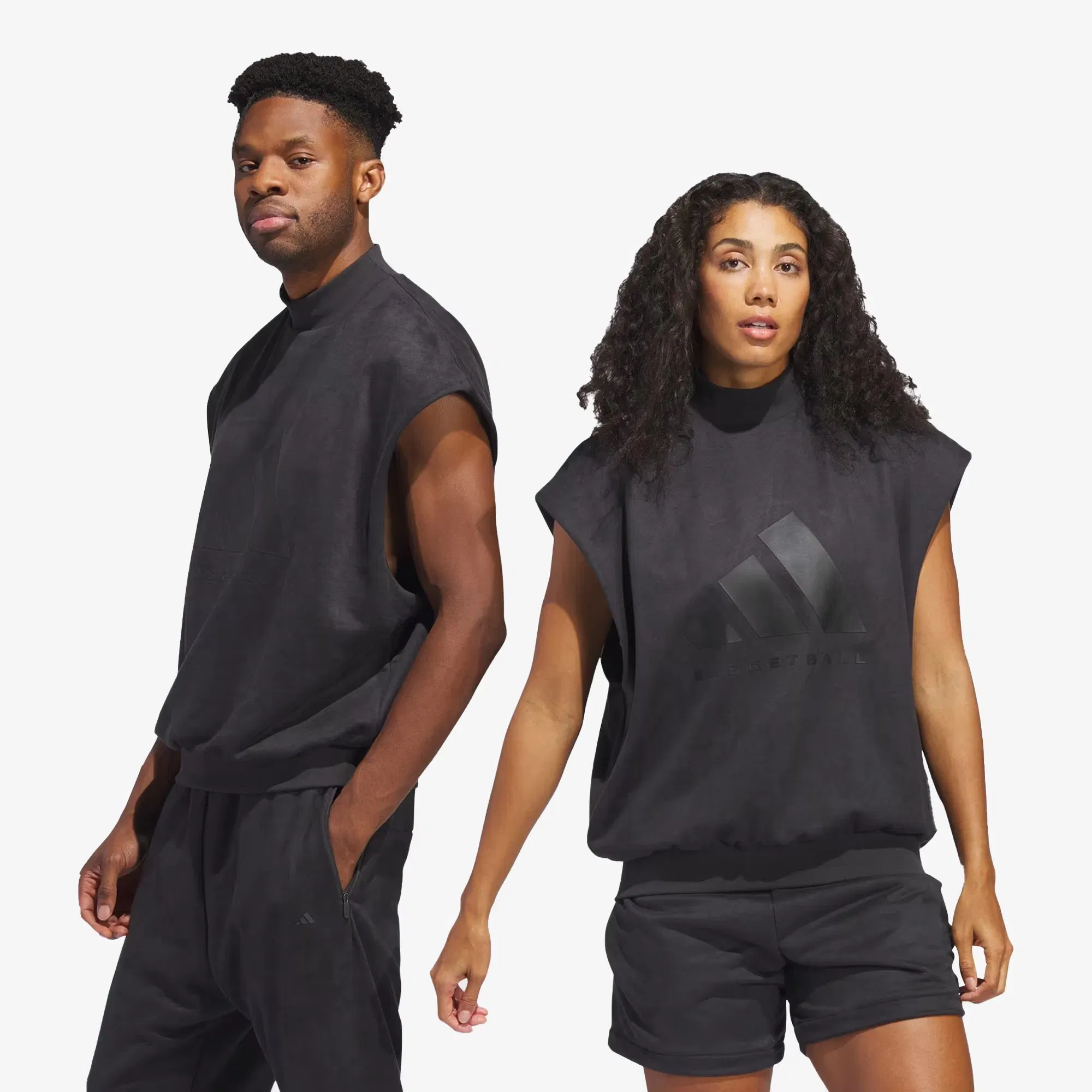 Adidas Originals BASKETBALL SUEDED SLEEVELESS SWEATSHIRT { CARBON