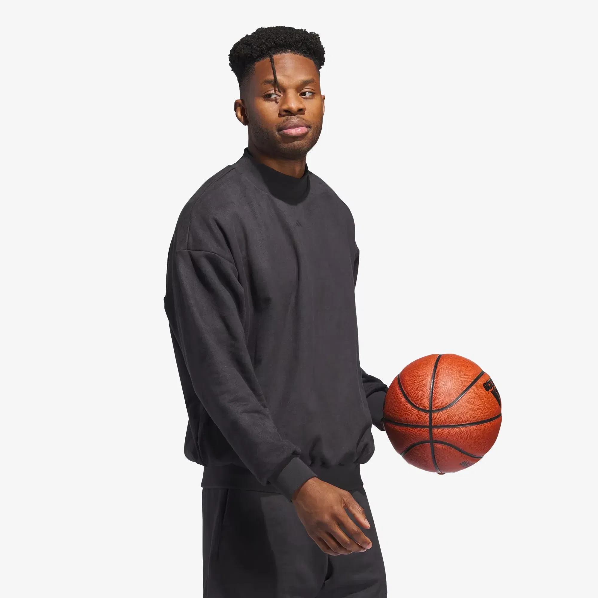 Adidas Originals BASKETBALL SUEDED CREW SWEATSHIRT { CARBON