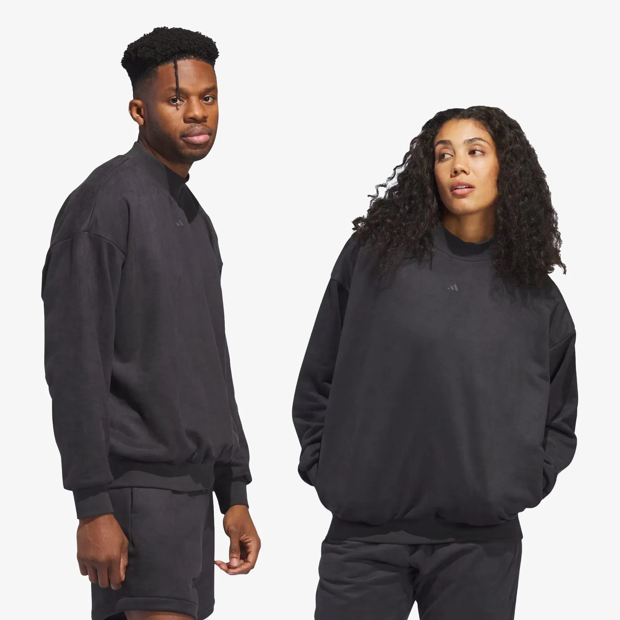 Adidas Originals BASKETBALL SUEDED CREW SWEATSHIRT { CARBON