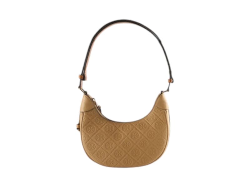 Tory Burch T Monogram Pebble Crescent Bag Biscotti