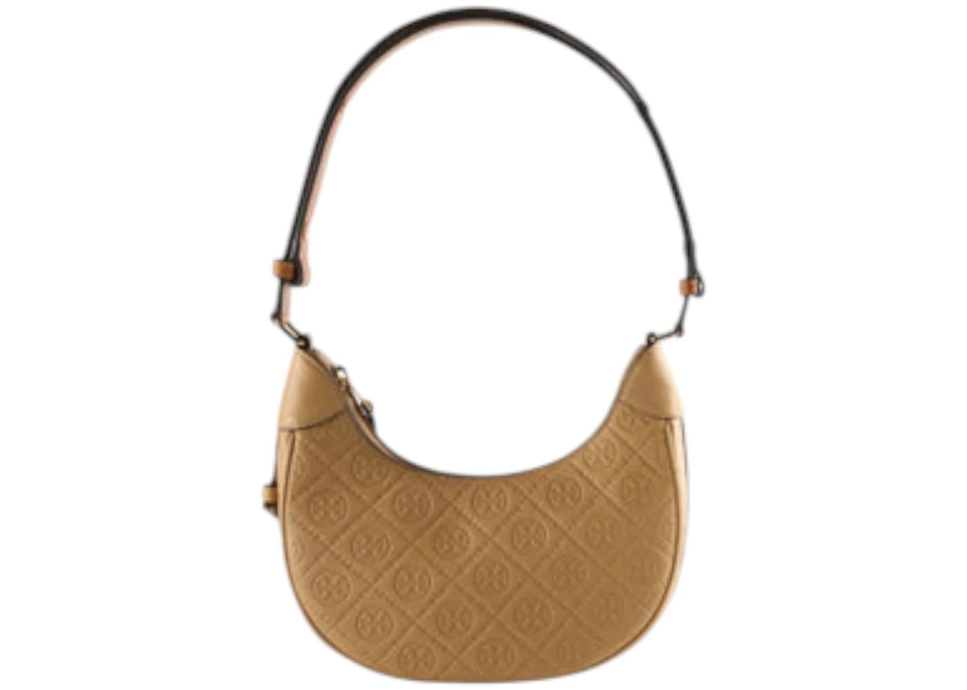 Tory Burch T Monogram Pebble Crescent Bag Biscotti