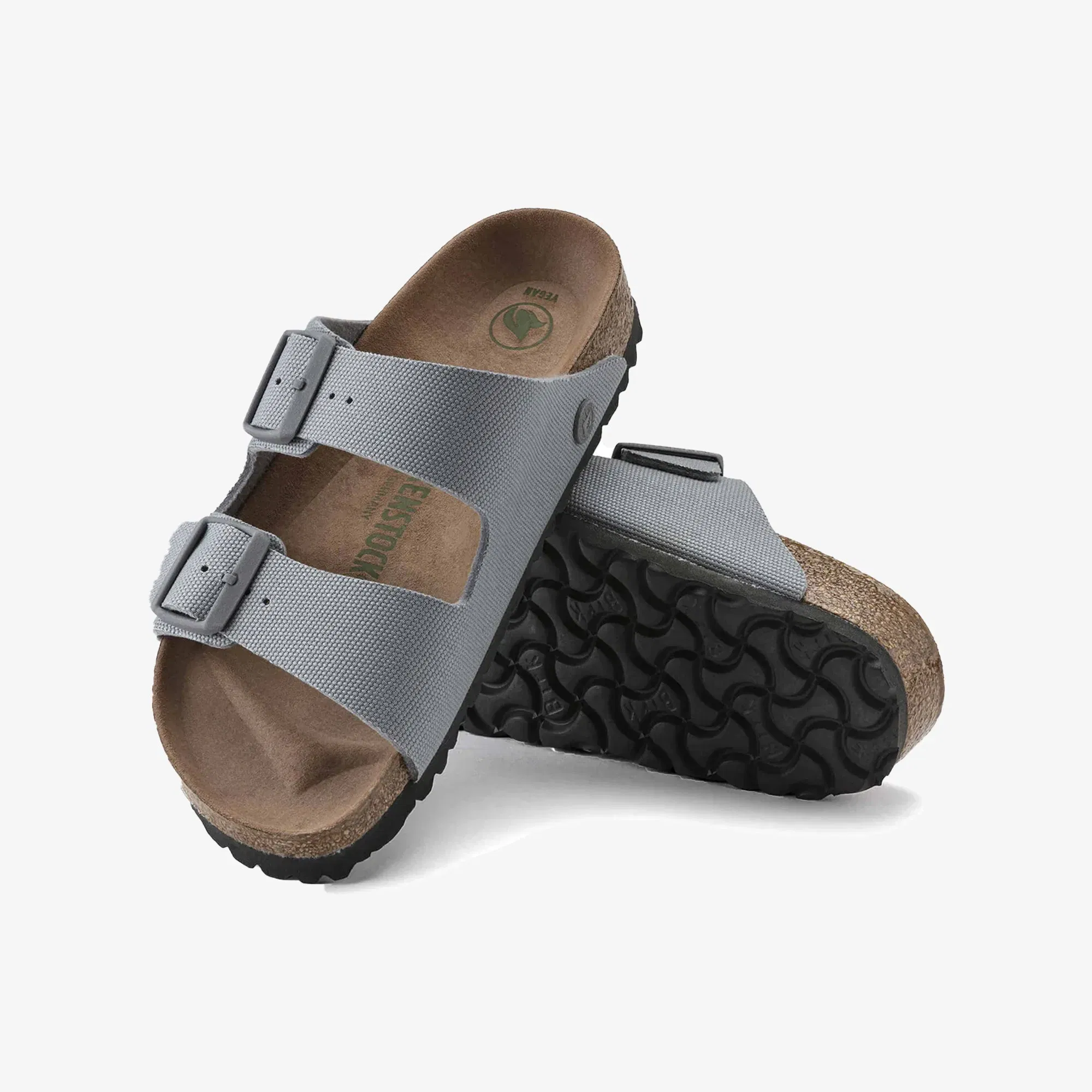 Birkenstock ARIZONA VEGAN MEN TEXTILE { GRAY/STONE COIN