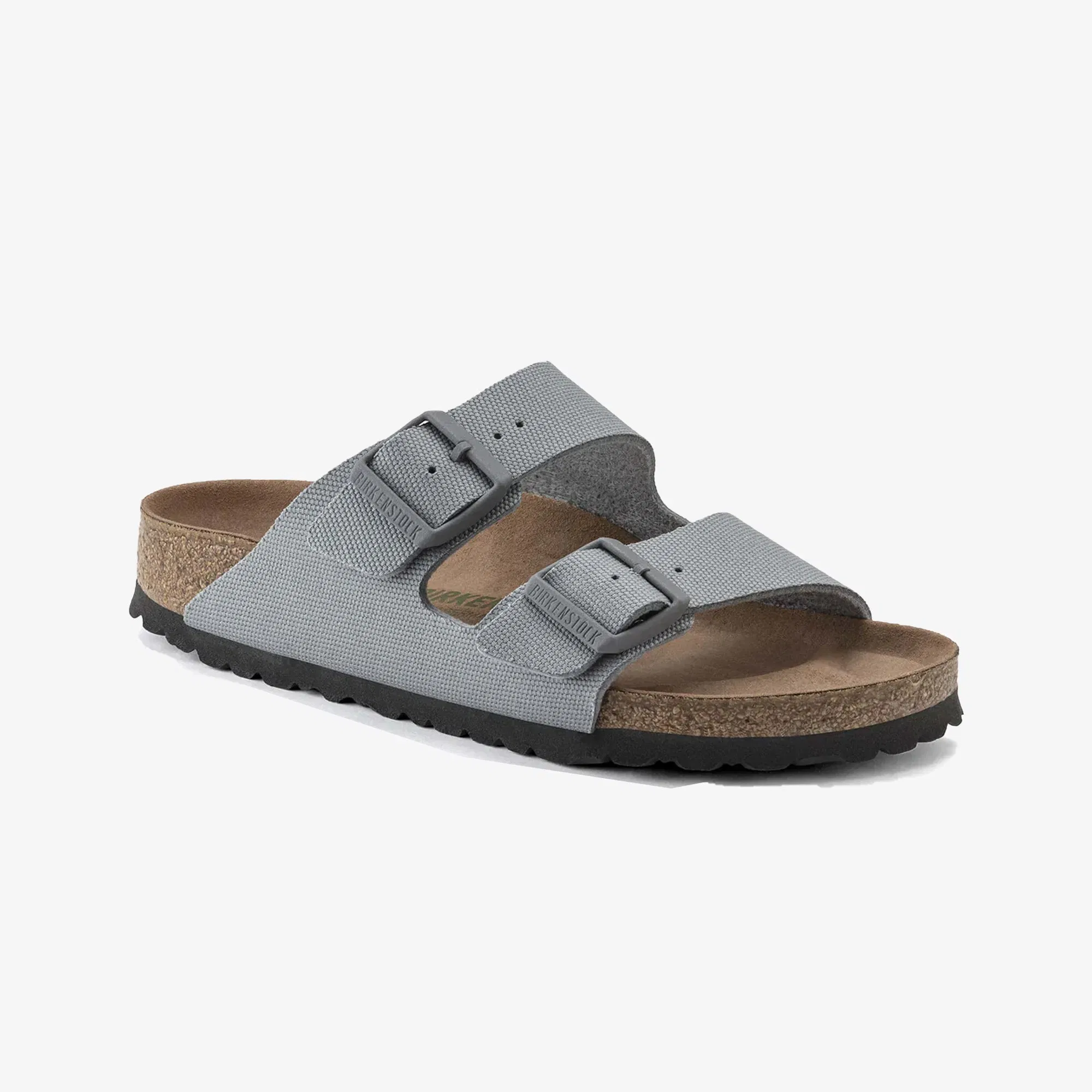 Birkenstock ARIZONA VEGAN MEN TEXTILE { GRAY/STONE COIN