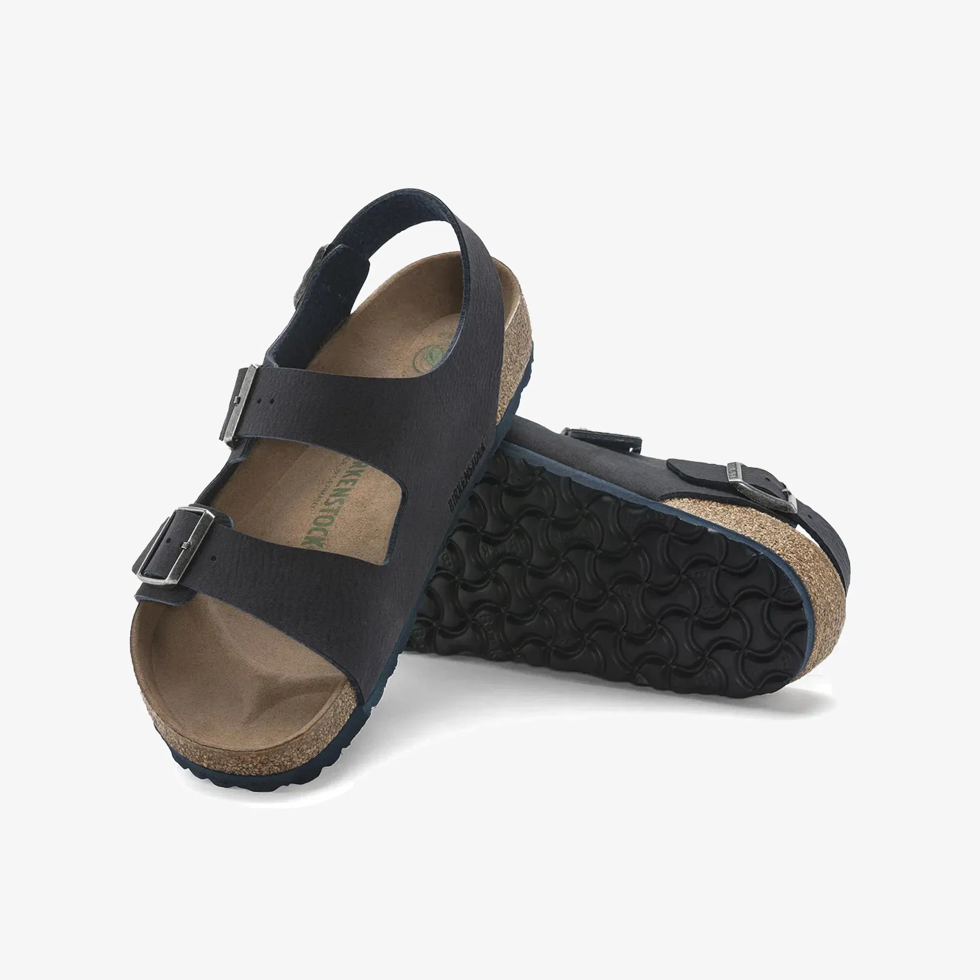 Birkenstock MILANO VEGAN MICRO FIBRE { BROWN/BLUE