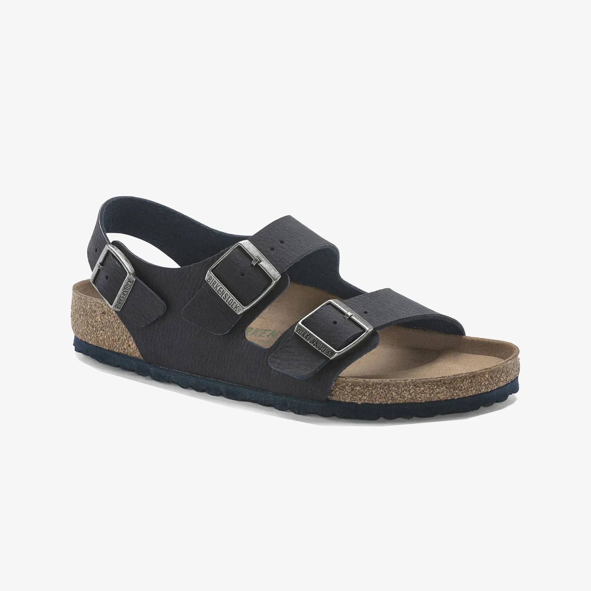 Birkenstock MILANO VEGAN MICRO FIBRE { BROWN/BLUE