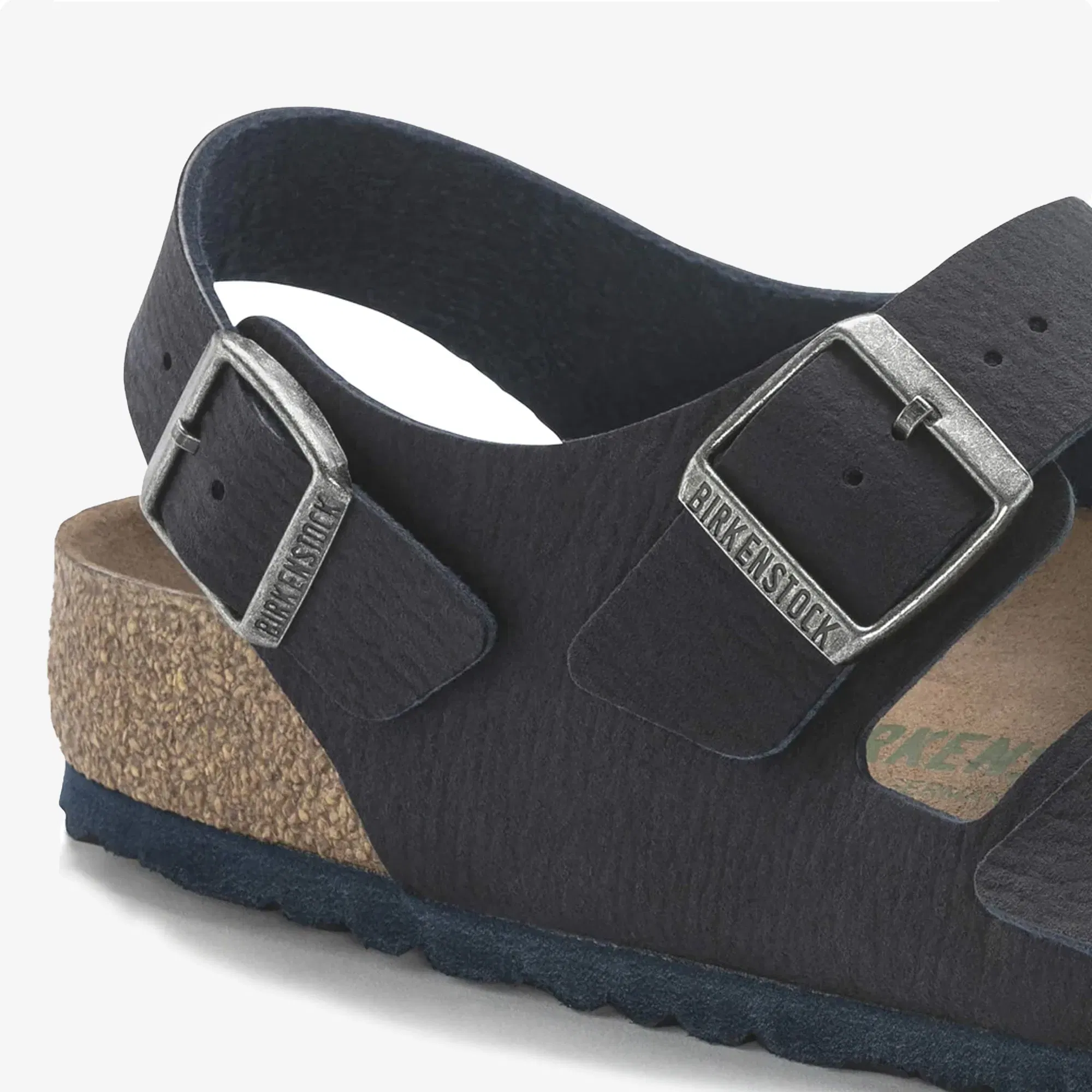 Birkenstock MILANO VEGAN MICRO FIBRE { BROWN/BLUE