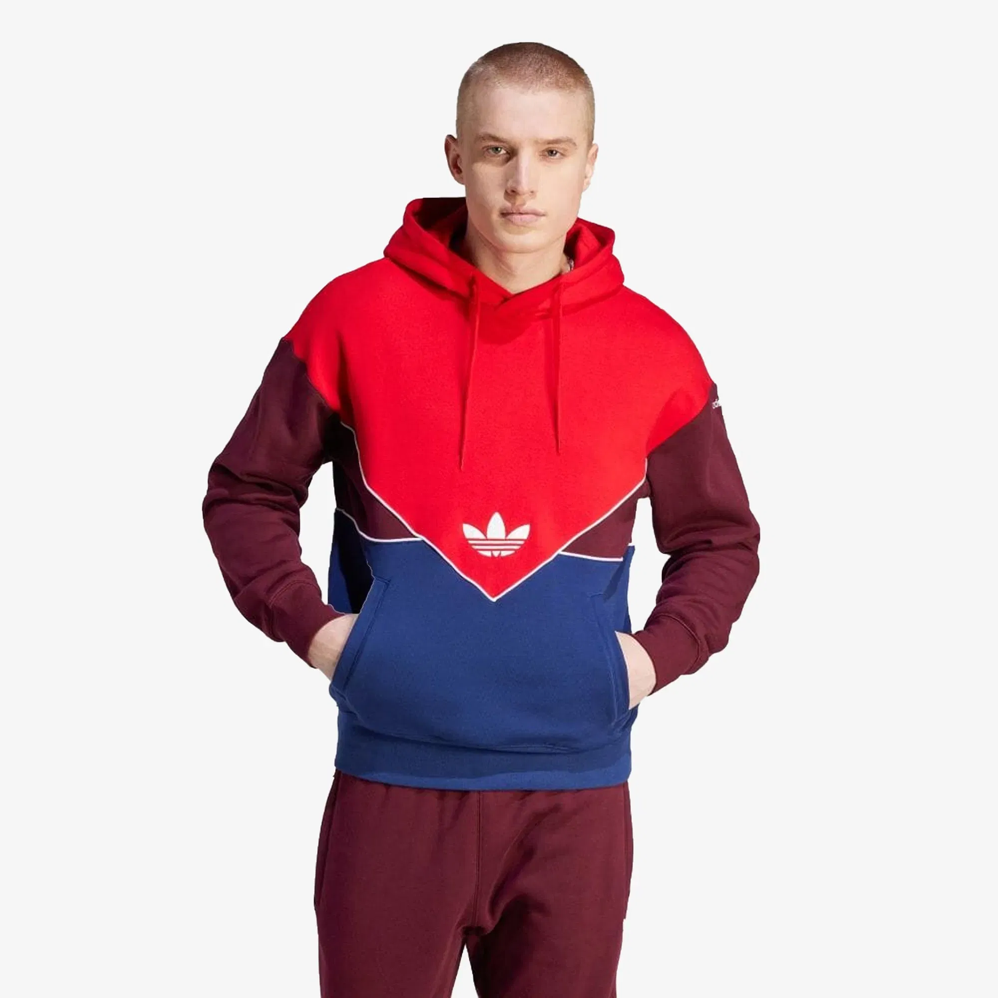 Adidas Originals ADICOLOR SEASONAL ARCHIVE HOODIE { BETTER SCARLET/DARK BLUE/MAROON