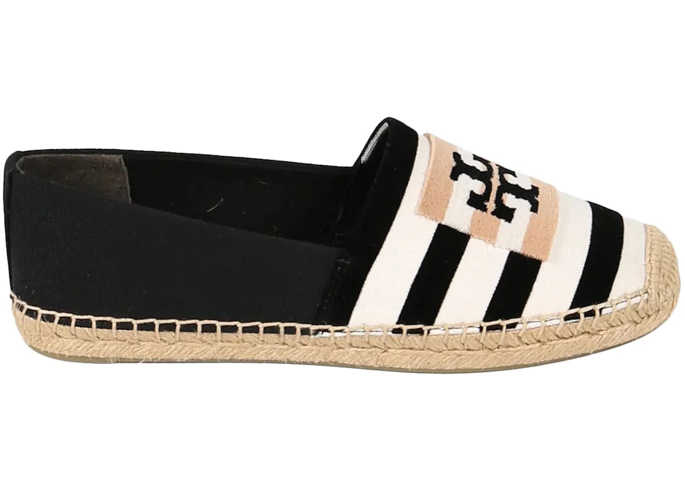 Tory Burch Double T Espadrille Natural Nero (Women's)