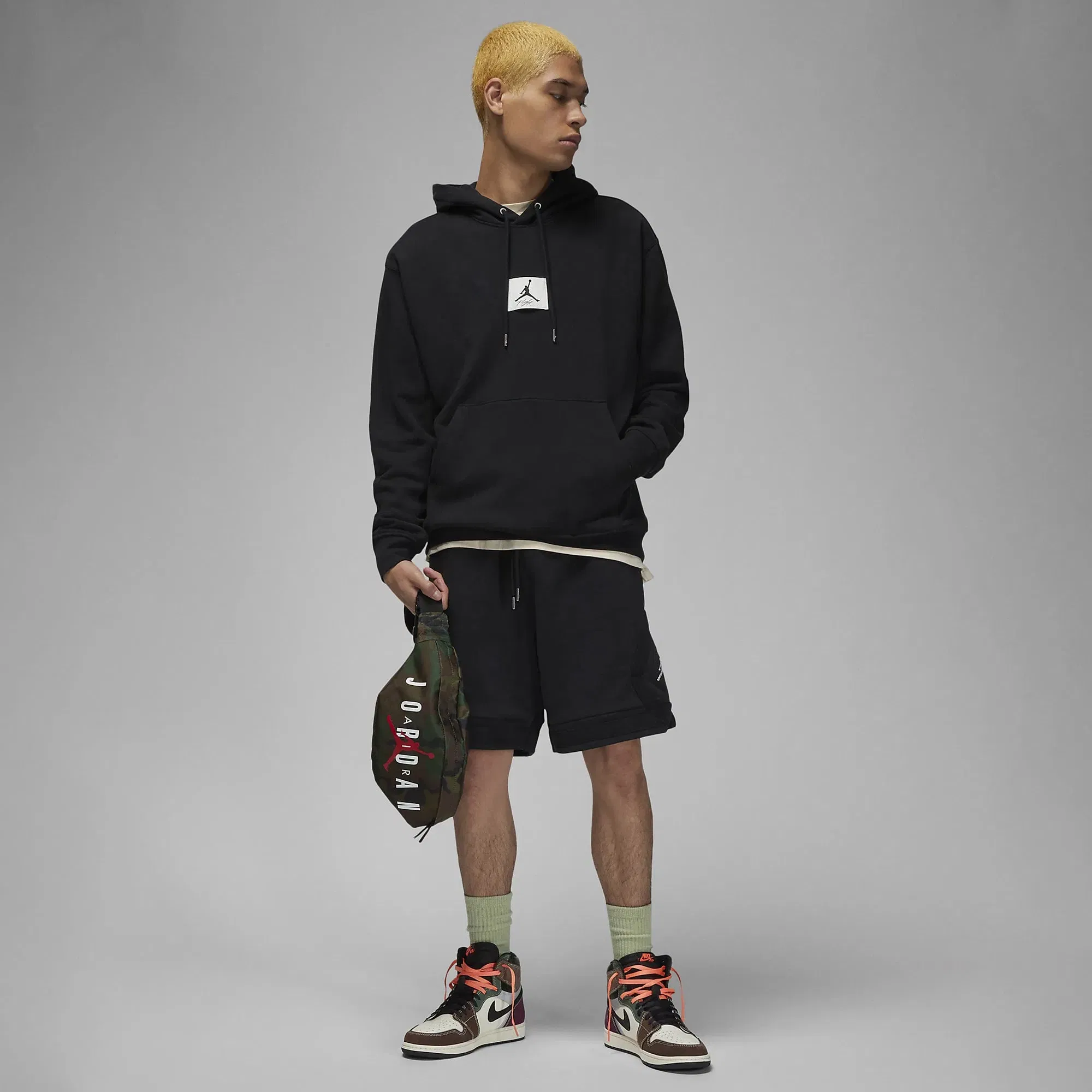 Jordan FLIGHT FLEECE { BLACK/SAIL