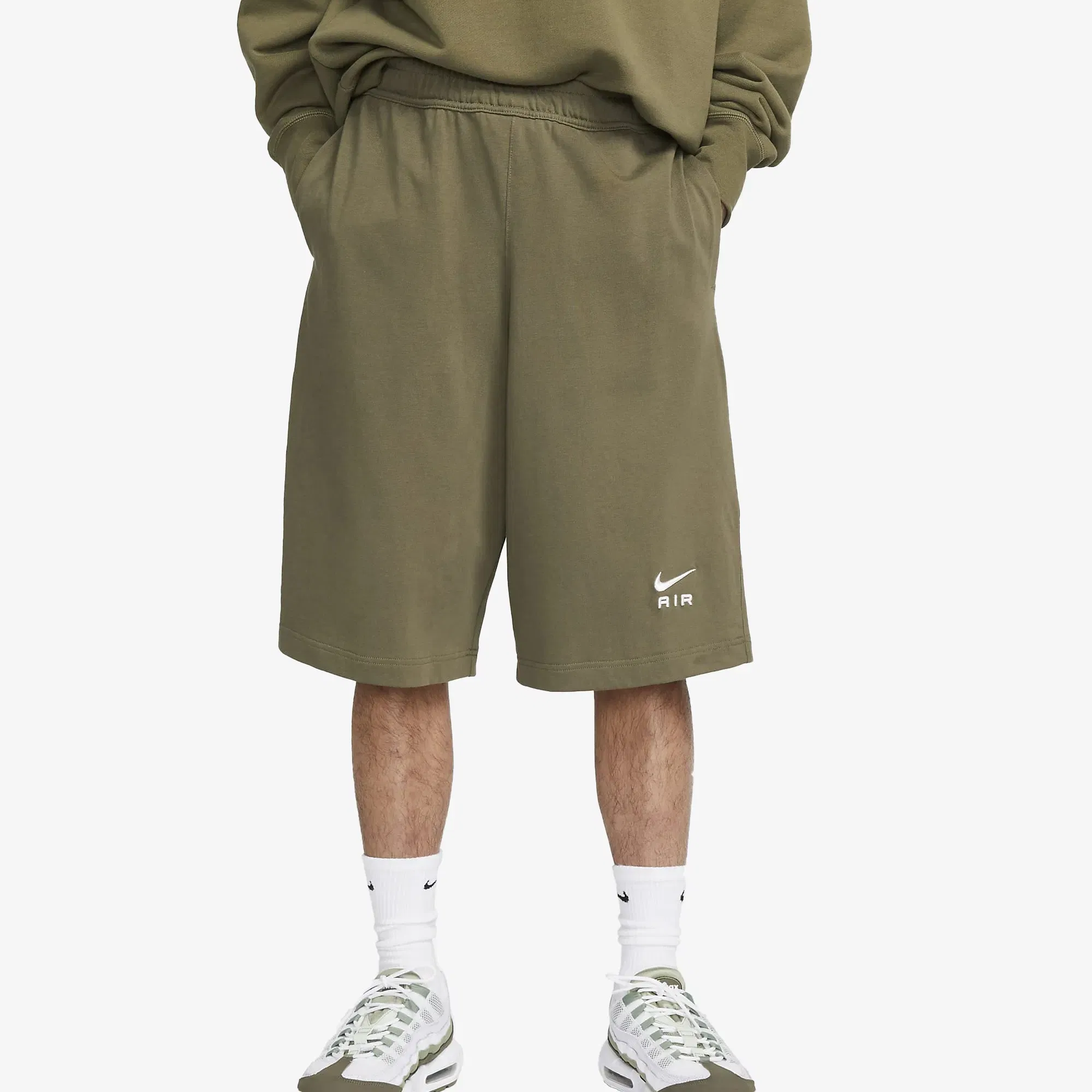 Nike AIR OVERSIZED FLEECE SHORTS { MEDIUM OLIVE/PHANTOM