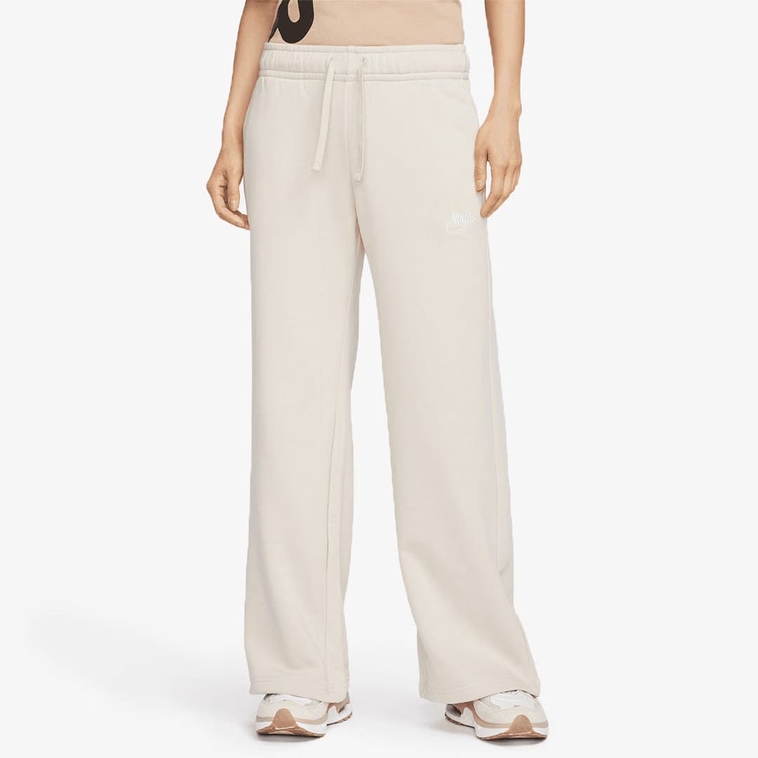 Nike MID RISE WIDE LEG SWEATPANTS { SANDDRIFT/WHITE