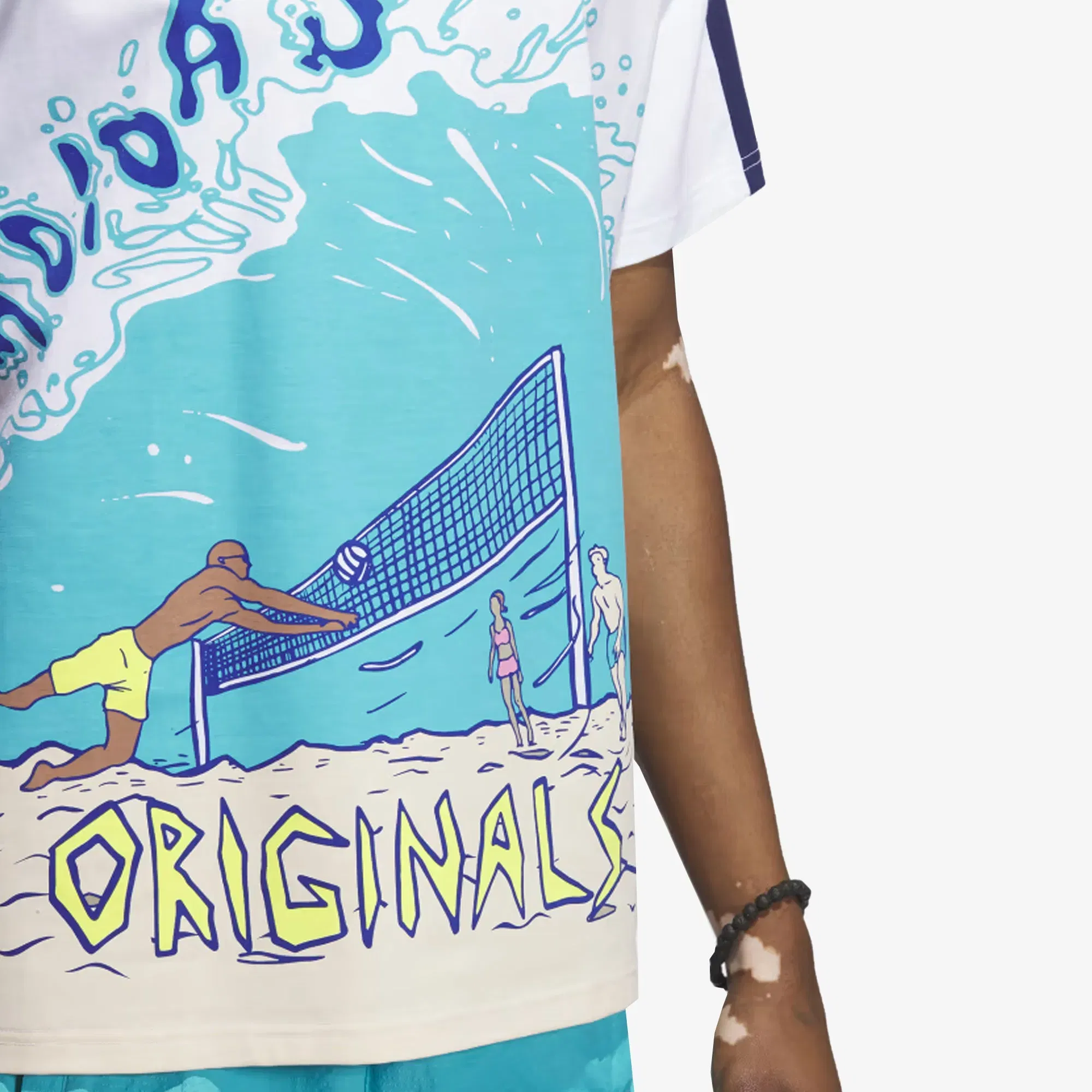 Adidas Originals BEACH SPORTS ART T-Shirt { WHITE/BLUE