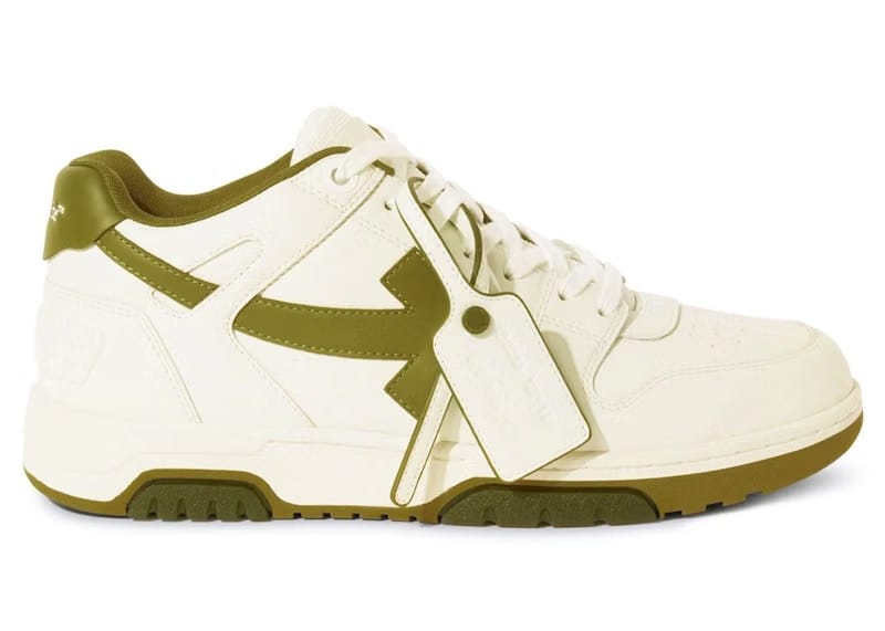 OFF-WHITE Out Of Office OOO Low Tops White Olive Green