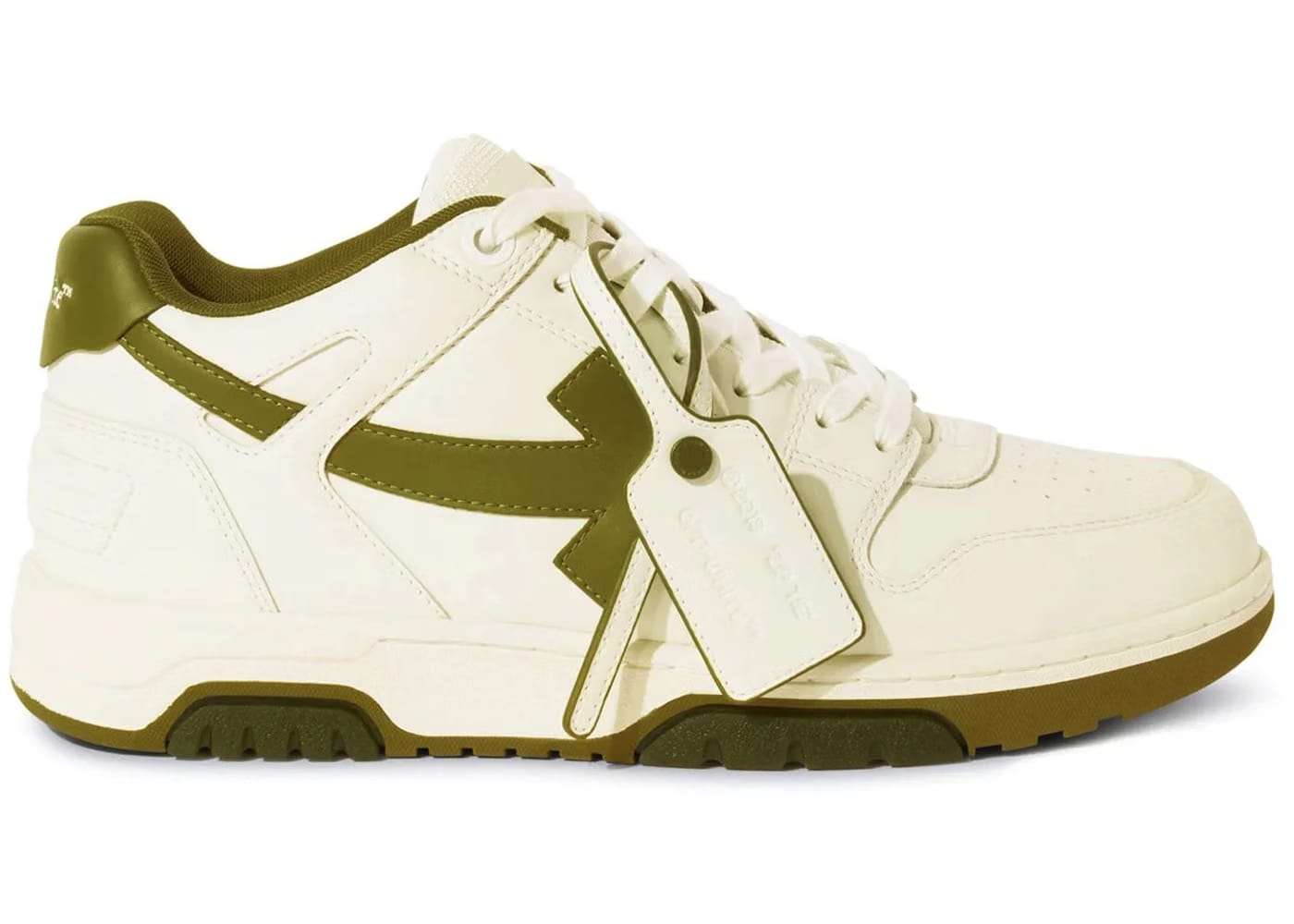 OFF-WHITE Out Of Office OOO Low Tops White Olive Green